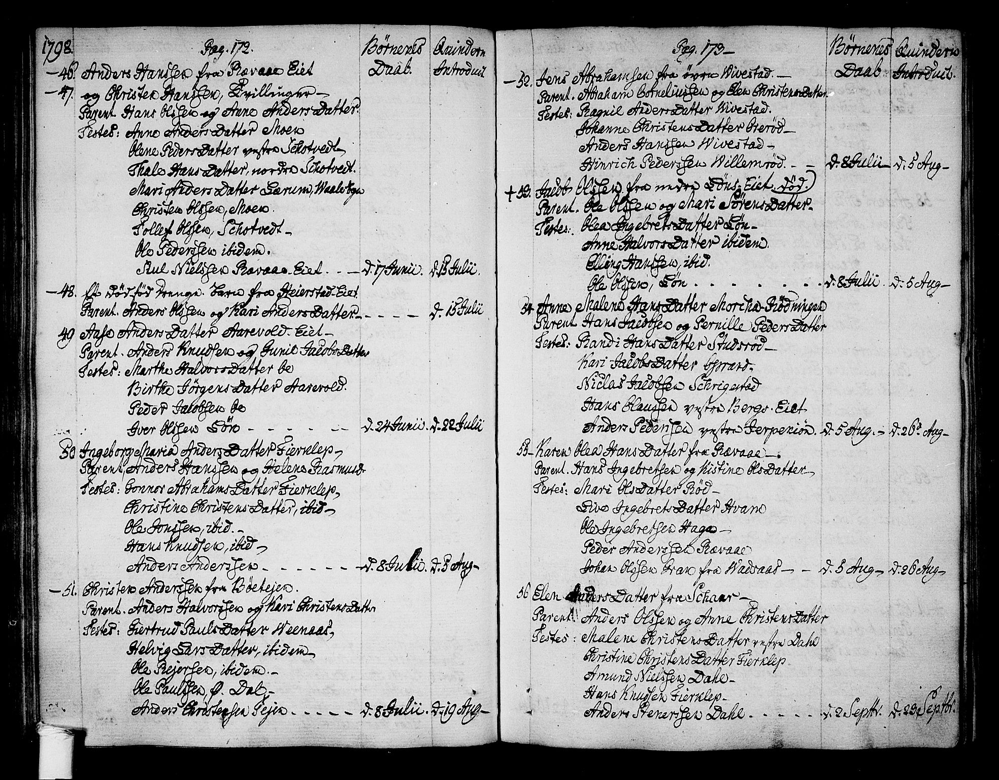 Ramnes kirkebøker, SAKO/A-314/F/Fa/L0003: Ministerialbok nr. I 3, 1790-1813, s. 172-173