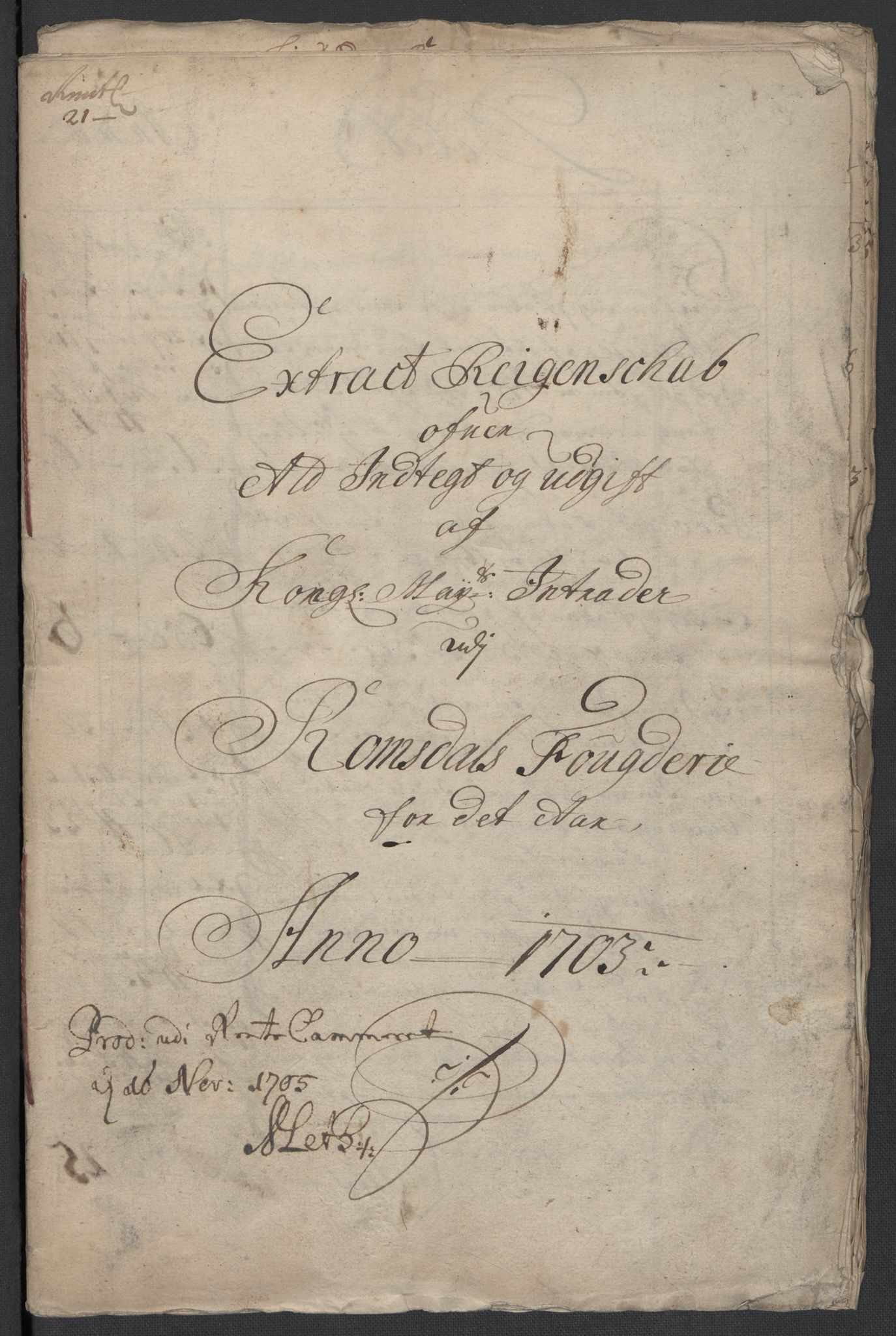 Rentekammeret inntil 1814, Reviderte regnskaper, Fogderegnskap, AV/RA-EA-4092/R55/L3656: Fogderegnskap Romsdal, 1703-1705, s. 5