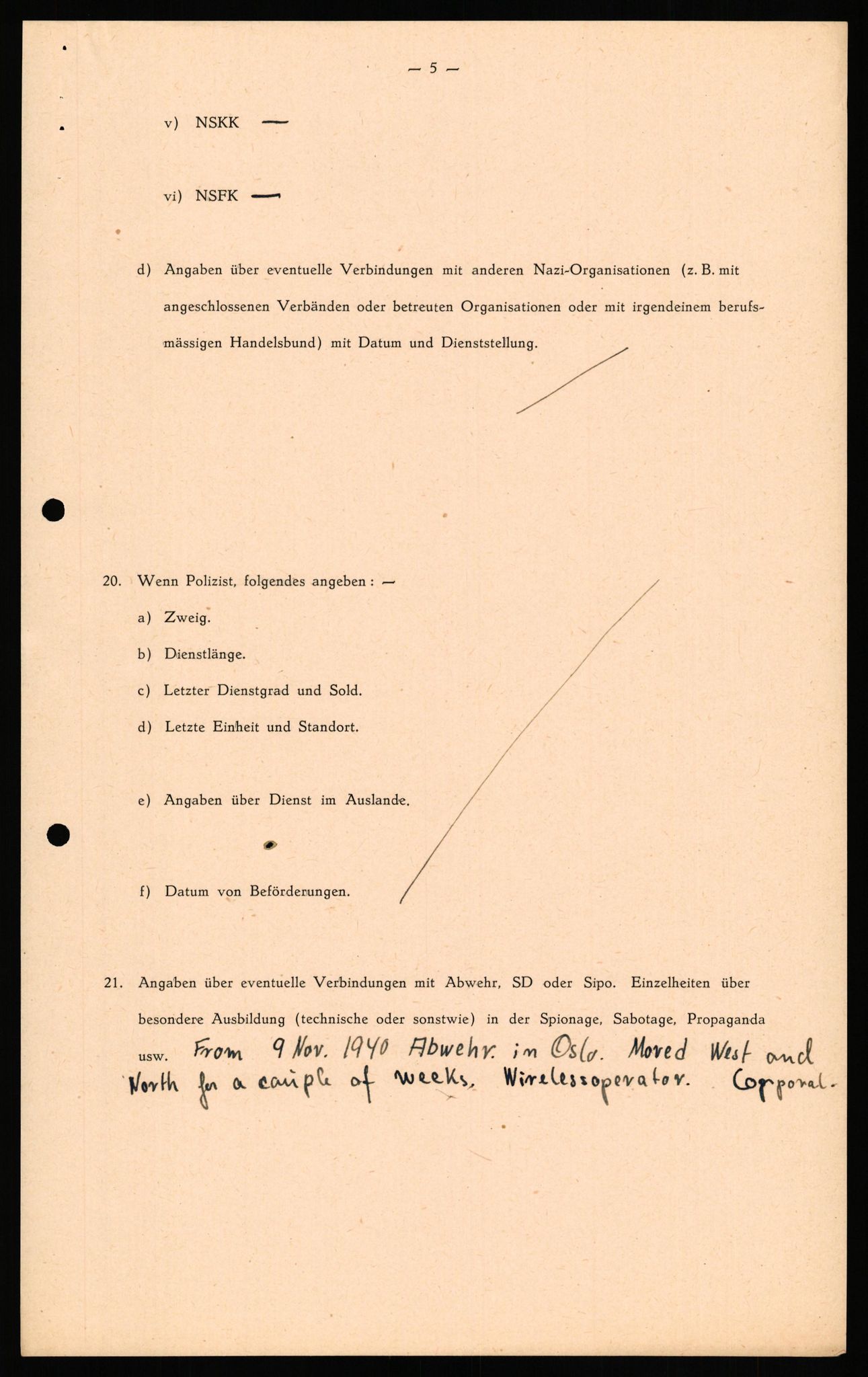 Forsvaret, Forsvarets overkommando II, AV/RA-RAFA-3915/D/Db/L0040: CI Questionaires. Tyske okkupasjonsstyrker i Norge. Østerrikere., 1945-1946, s. 456