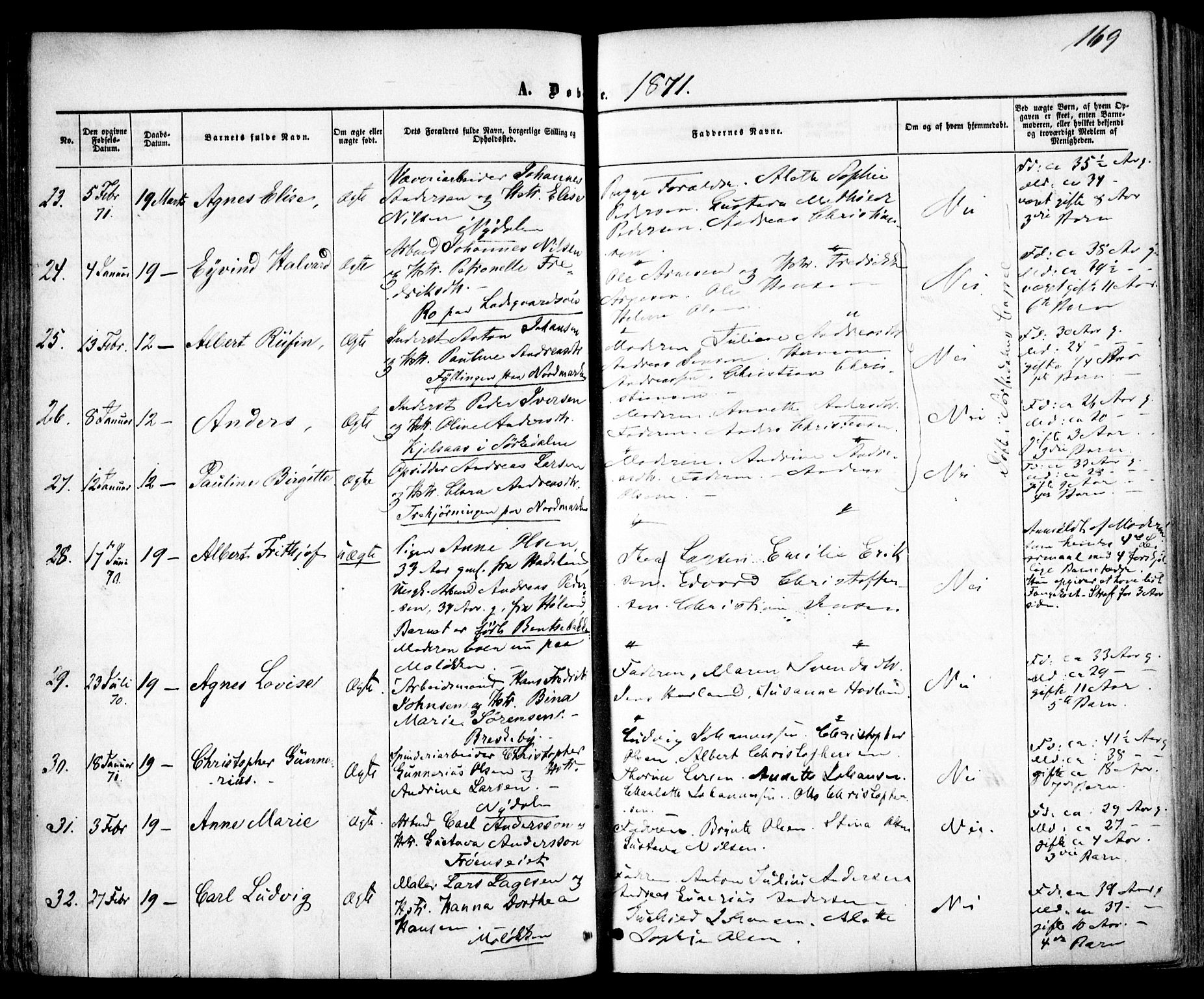 Vestre Aker prestekontor Kirkebøker, AV/SAO-A-10025/F/Fa/L0004: Ministerialbok nr. 4, 1857-1877, s. 169