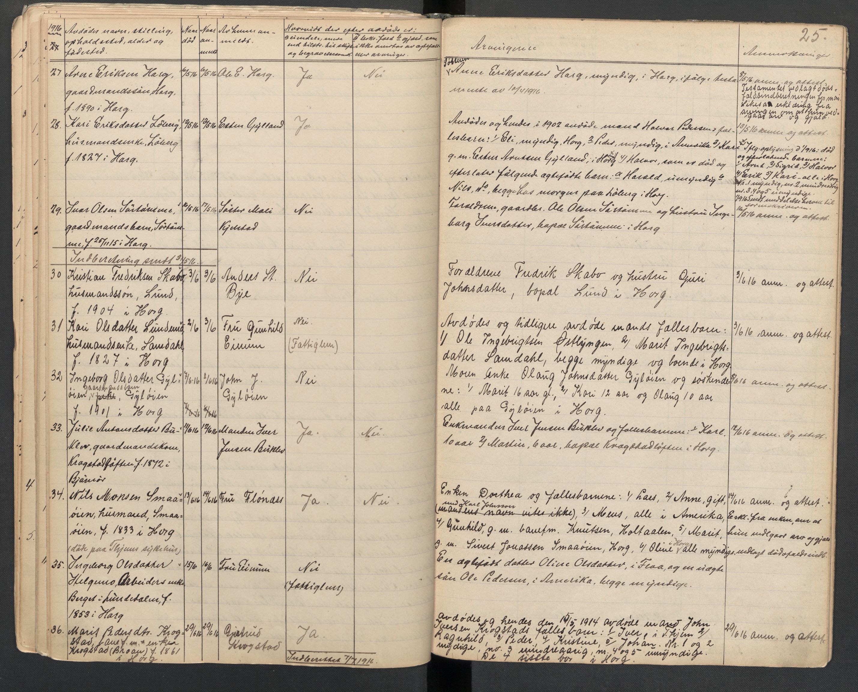 Horg lensmannskontor, AV/SAT-A-1057, 1904-1919, s. 25