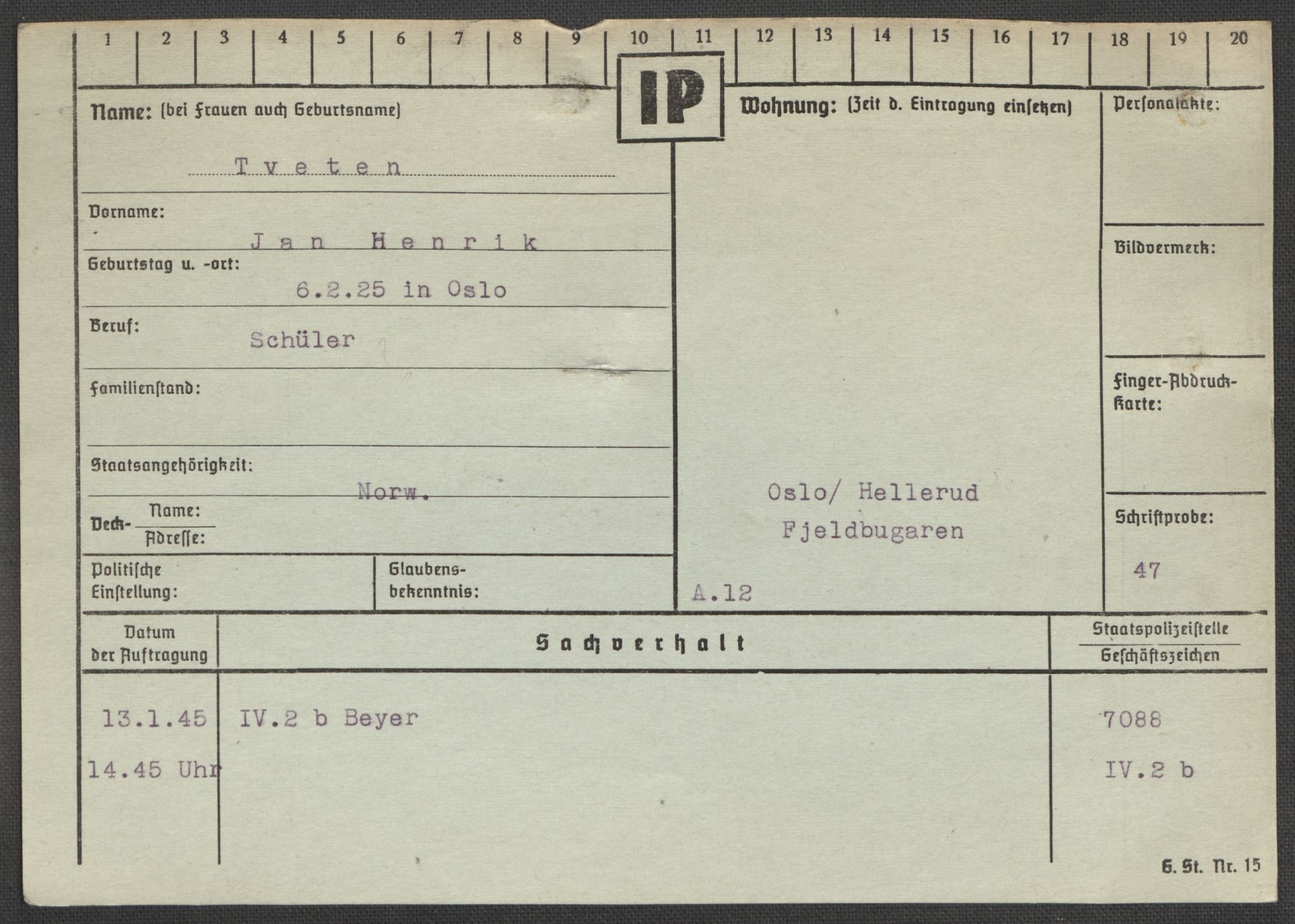 Befehlshaber der Sicherheitspolizei und des SD, RA/RAFA-5969/E/Ea/Eaa/L0010: Register over norske fanger i Møllergata 19: Sø-Å, 1940-1945, s. 564