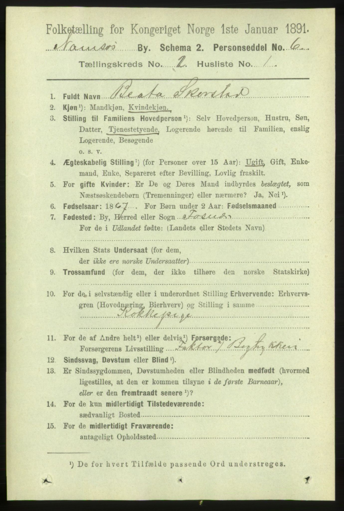 RA, Folketelling 1891 for 1703 Namsos ladested, 1891, s. 511