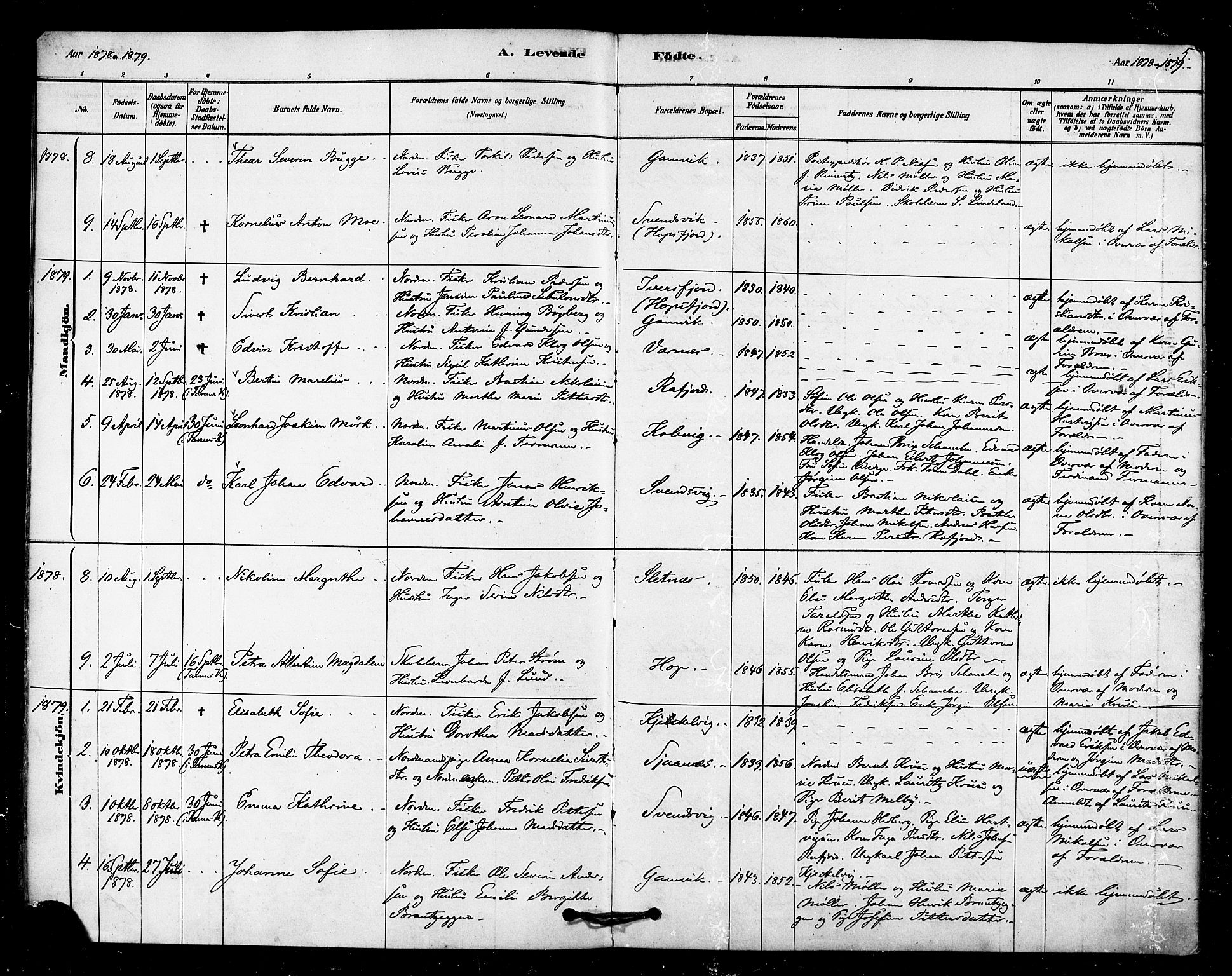 Tana sokneprestkontor, AV/SATØ-S-1334/H/Ha/L0003kirke: Ministerialbok nr. 3, 1878-1892, s. 5