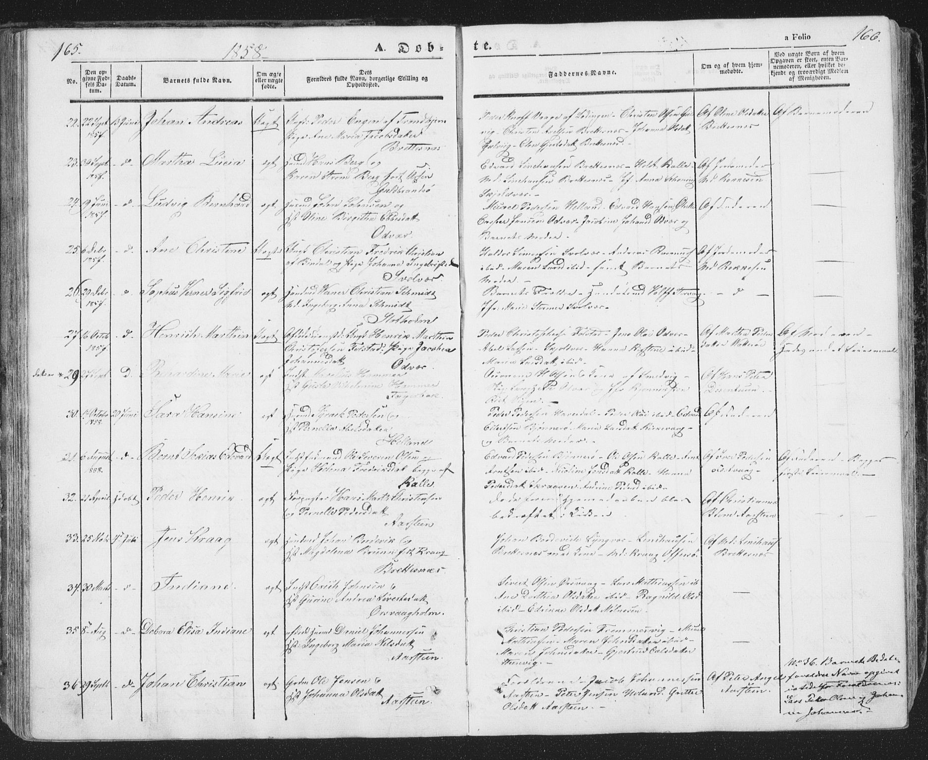 Ministerialprotokoller, klokkerbøker og fødselsregistre - Nordland, AV/SAT-A-1459/874/L1072: Klokkerbok nr. 874C01, 1843-1859, s. 165-166