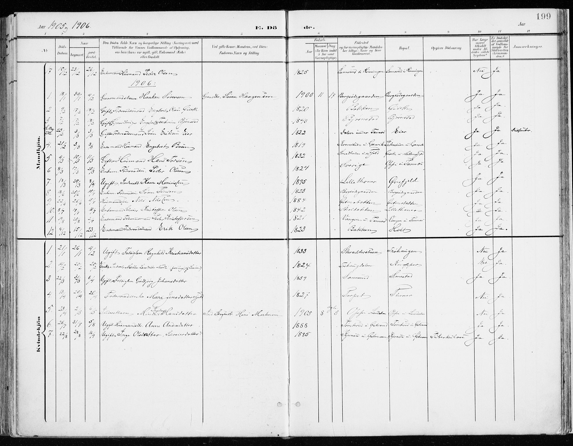 Nord-Odal prestekontor, AV/SAH-PREST-032/H/Ha/Haa/L0009: Ministerialbok nr. 9, 1902-1926, s. 199