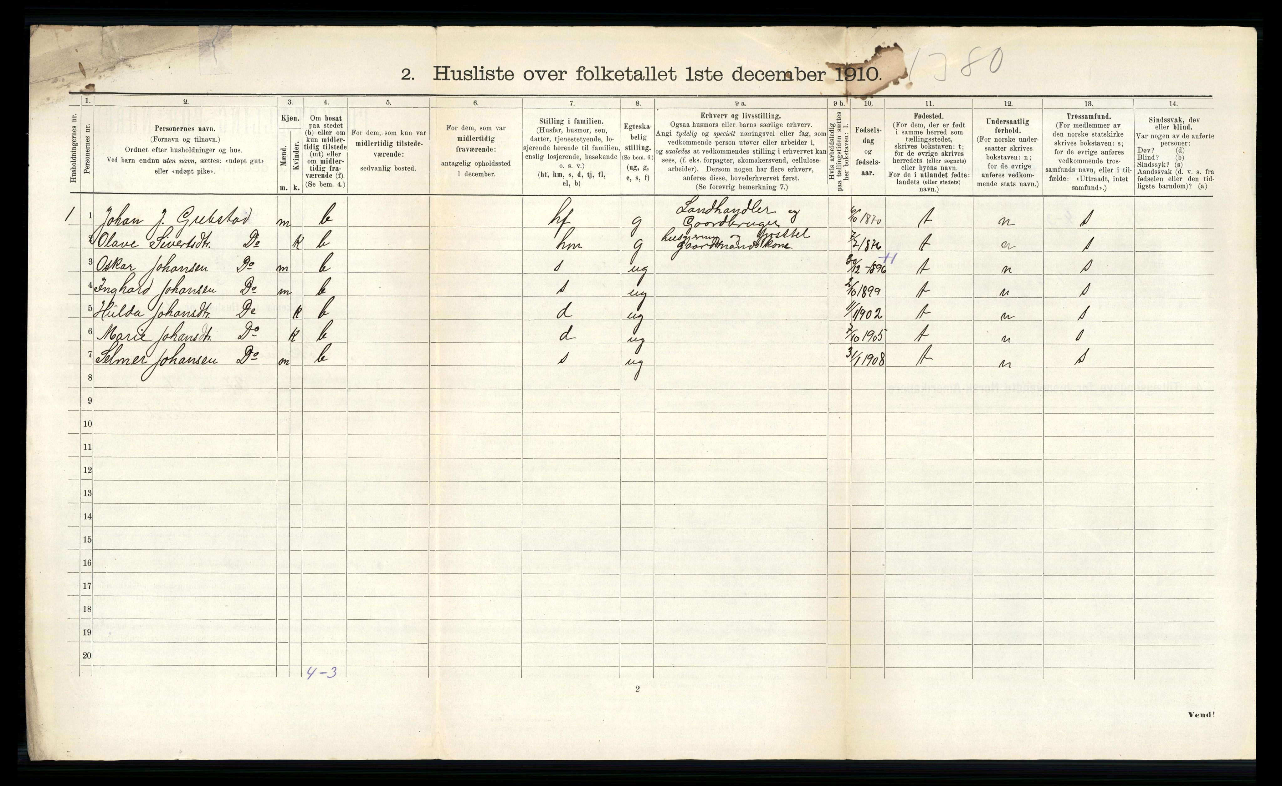 RA, Folketelling 1910 for 1528 Sykkylven herred, 1910, s. 536