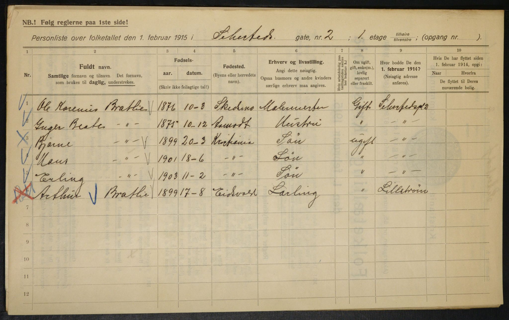 OBA, Kommunal folketelling 1.2.1915 for Kristiania, 1915, s. 93556