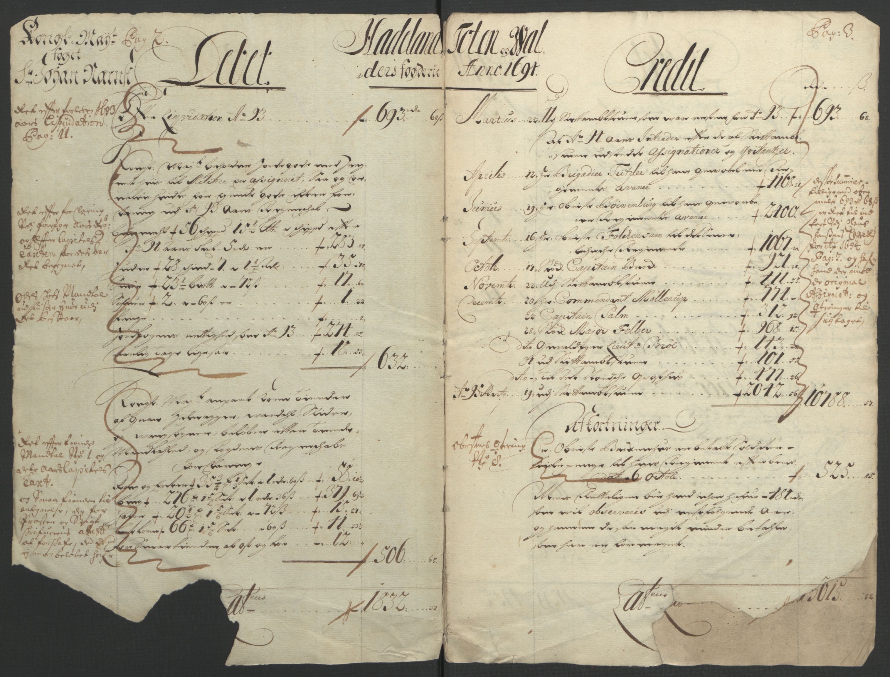 Rentekammeret inntil 1814, Reviderte regnskaper, Fogderegnskap, RA/EA-4092/R18/L1292: Fogderegnskap Hadeland, Toten og Valdres, 1693-1694, s. 195