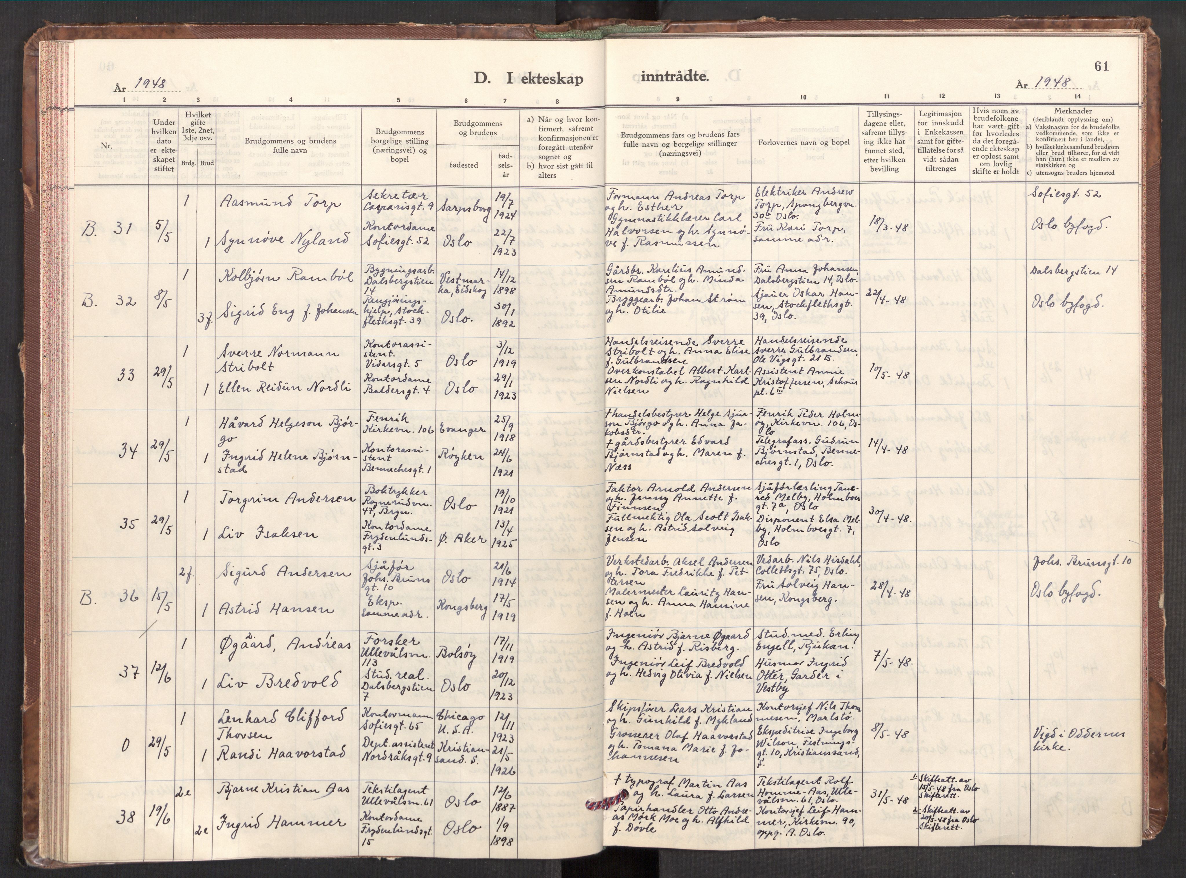 Markus prestekontor Kirkebøker, AV/SAO-A-10830/F/L0005: Ministerialbok nr. 5, 1942-1960, s. 61