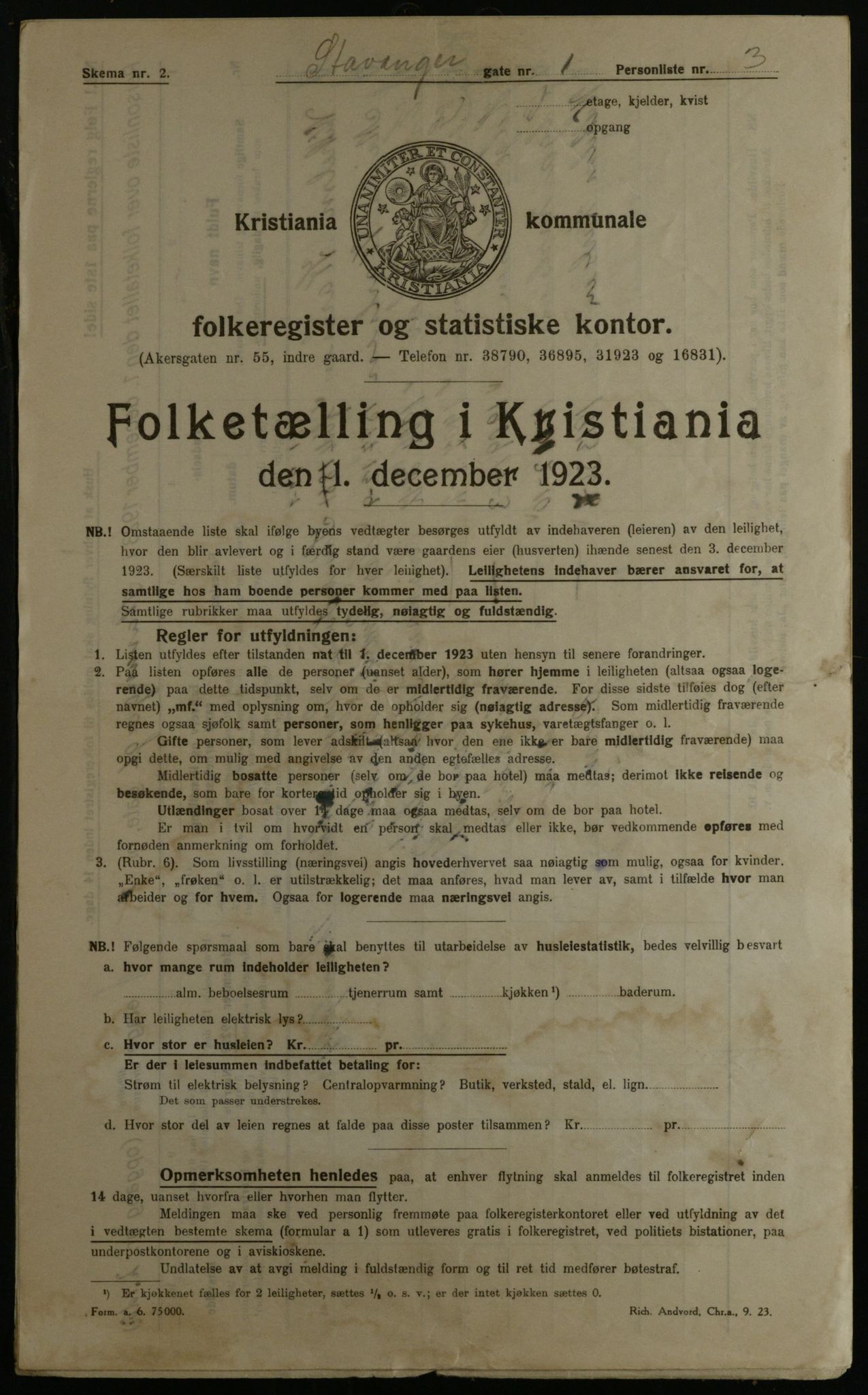 OBA, Kommunal folketelling 1.12.1923 for Kristiania, 1923, s. 111197