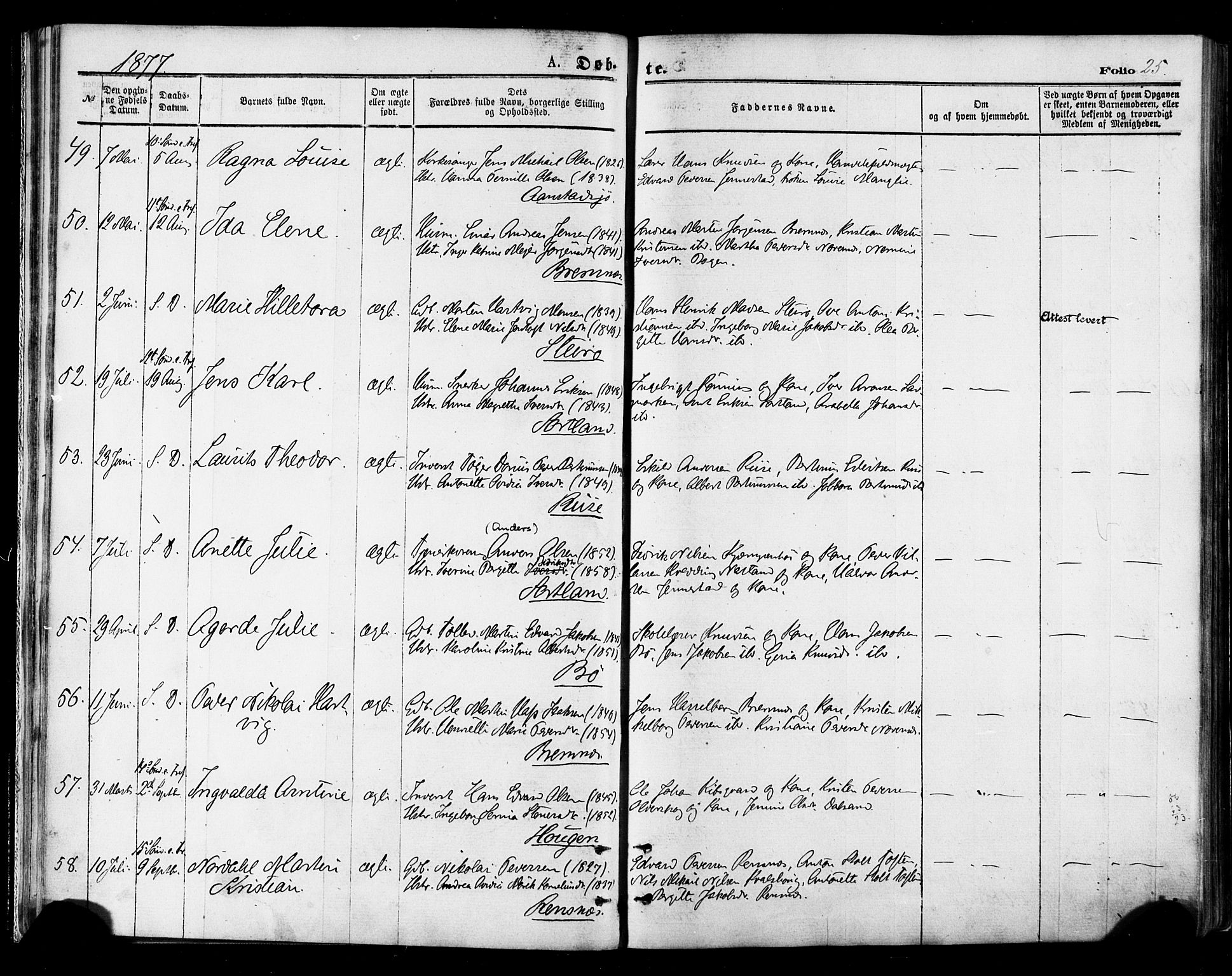 Ministerialprotokoller, klokkerbøker og fødselsregistre - Nordland, AV/SAT-A-1459/895/L1370: Ministerialbok nr. 895A05, 1873-1884, s. 25