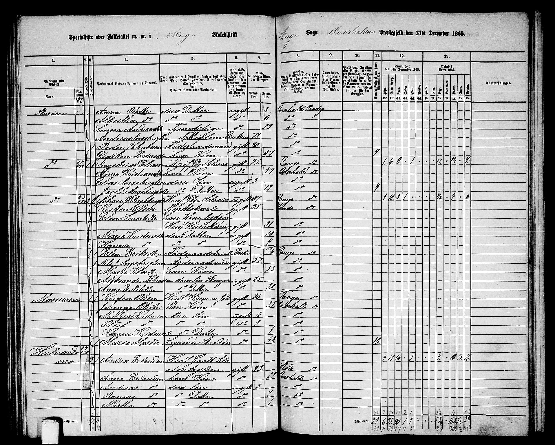 RA, Folketelling 1865 for 1744P Overhalla prestegjeld, 1865, s. 60