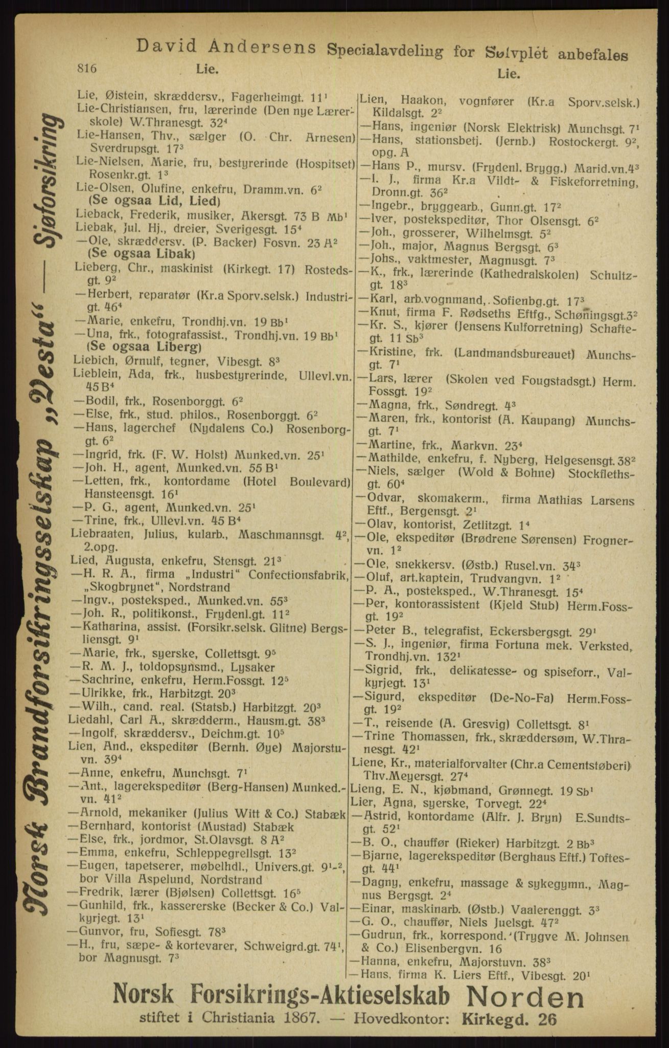 Kristiania/Oslo adressebok, PUBL/-, 1916, s. 816