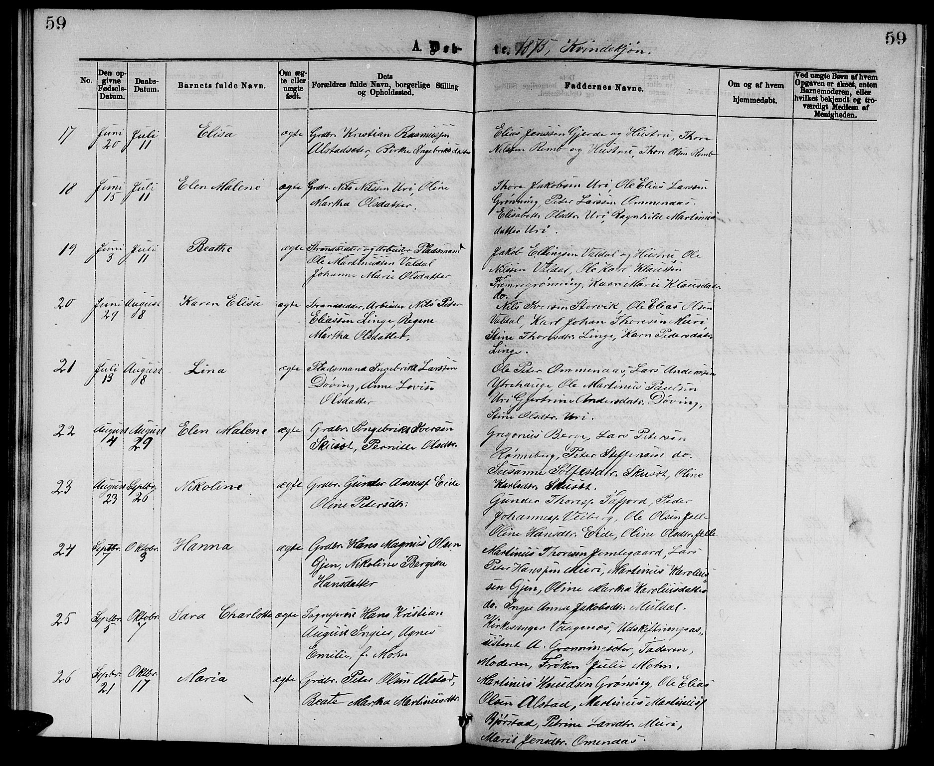 Ministerialprotokoller, klokkerbøker og fødselsregistre - Møre og Romsdal, SAT/A-1454/519/L0262: Klokkerbok nr. 519C03, 1866-1884, s. 59