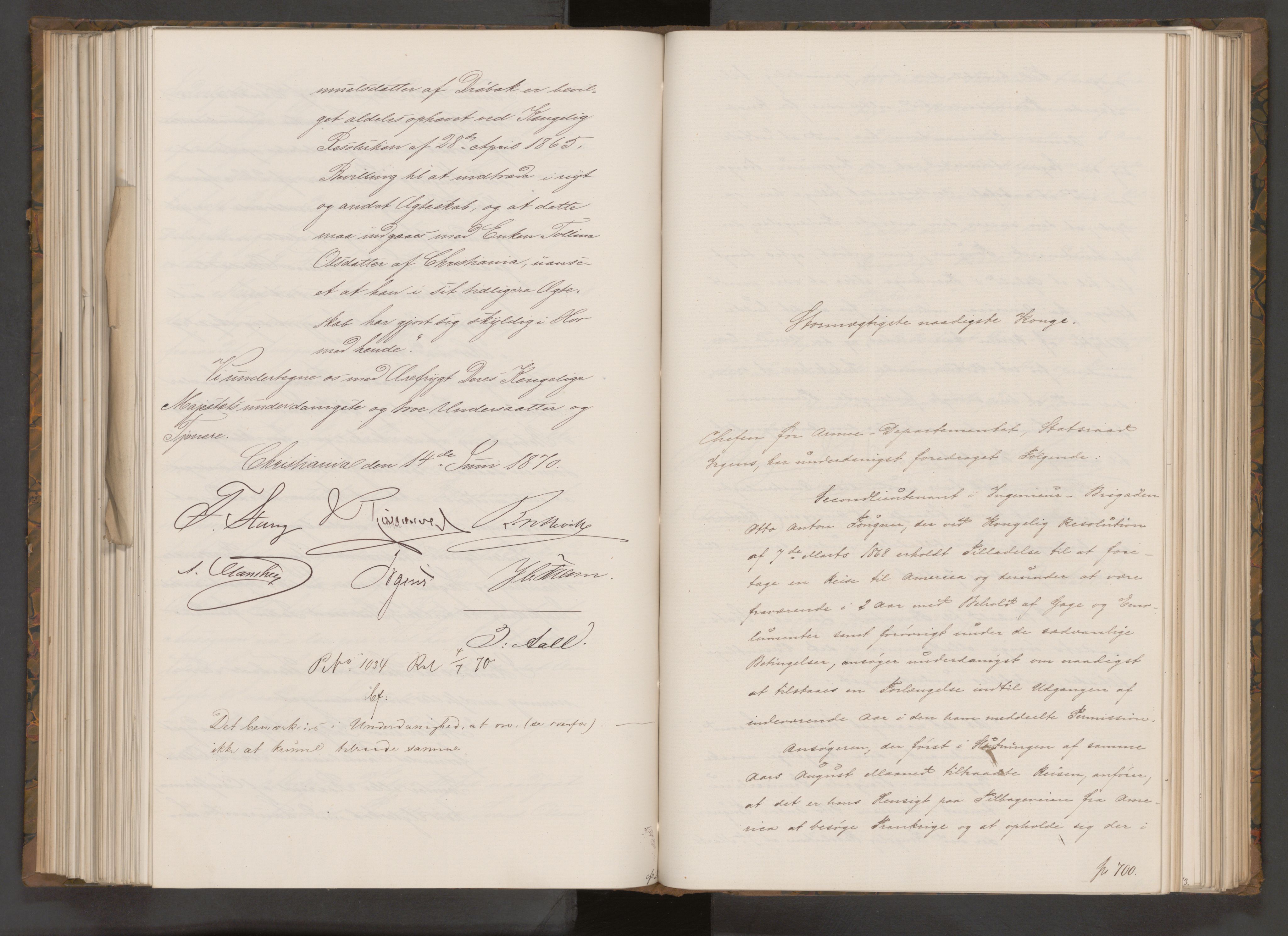 Statsrådsavdelingen i Stockholm, AV/RA-S-1003/D/Da/L0516: Regjeringsinnstillinger nr. 601-750, 1870