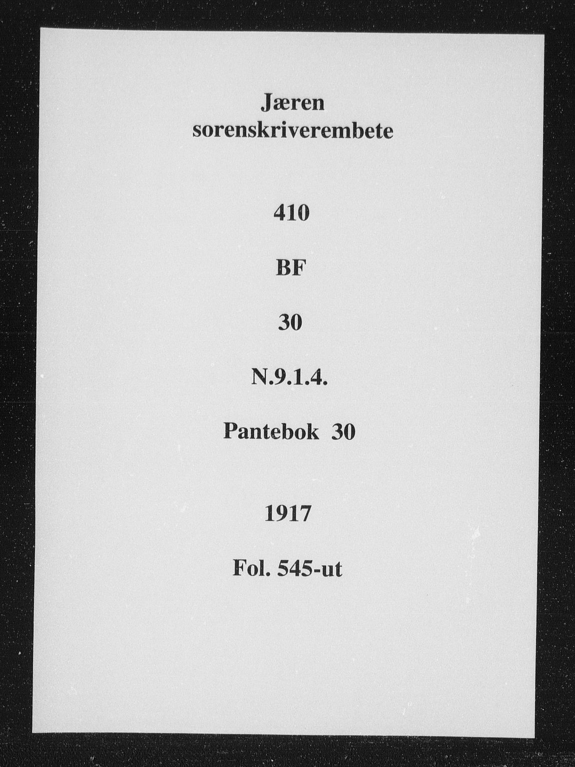 Jæren sorenskriveri, SAST/A-100310/01/4/41/41BF/L0030: Pantebok nr. 30b, 1917-1917