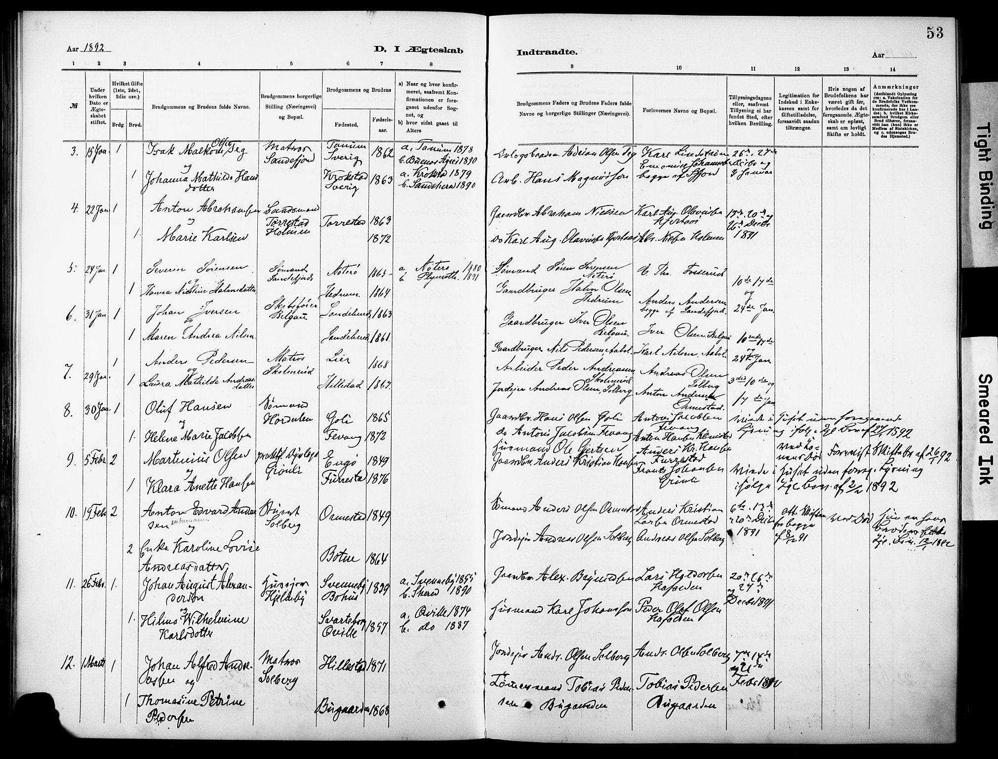 Sandar kirkebøker, AV/SAKO-A-243/F/Fa/L0013: Ministerialbok nr. 13, 1883-1895, s. 53