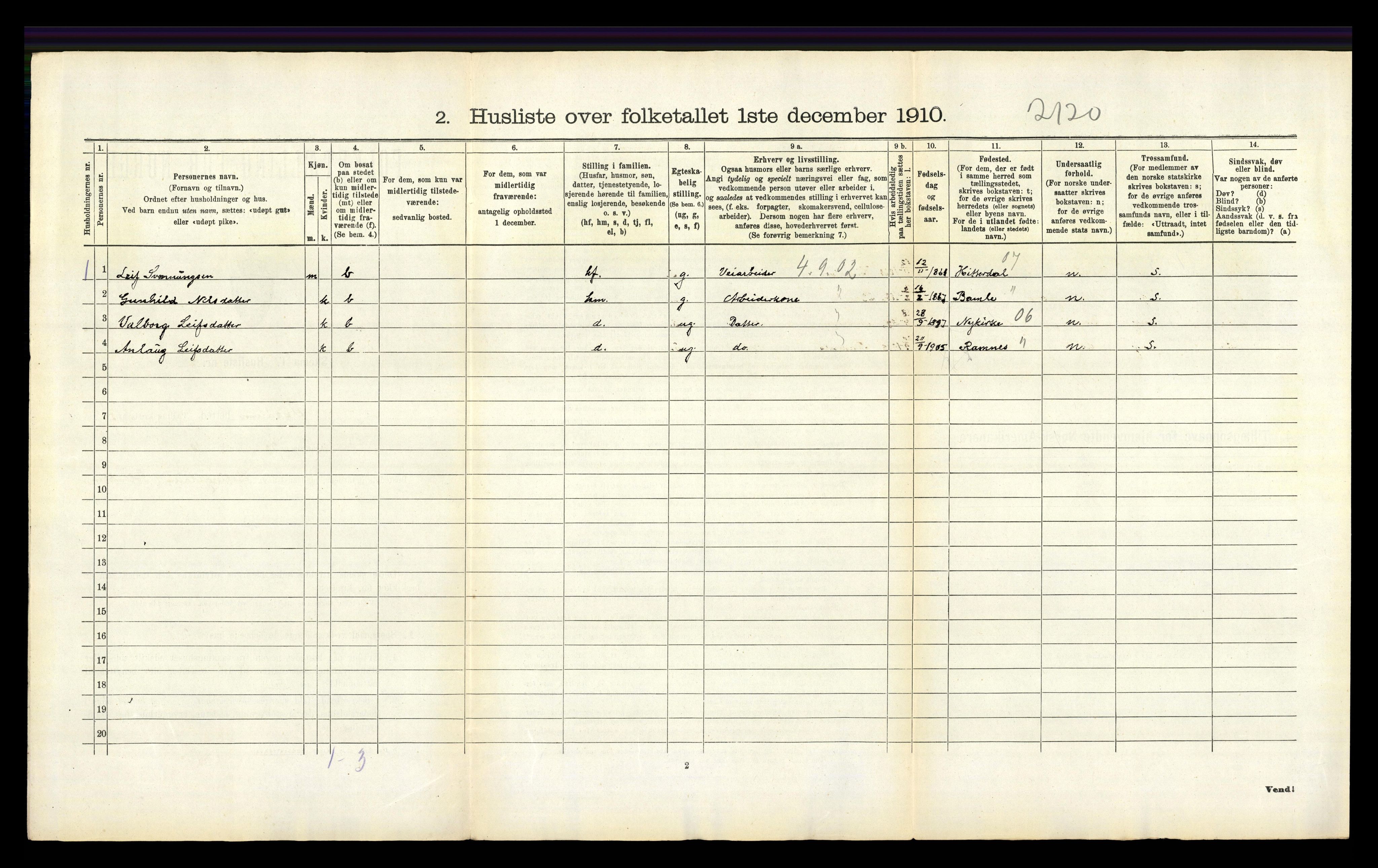 RA, Folketelling 1910 for 0727 Hedrum herred, 1910, s. 783