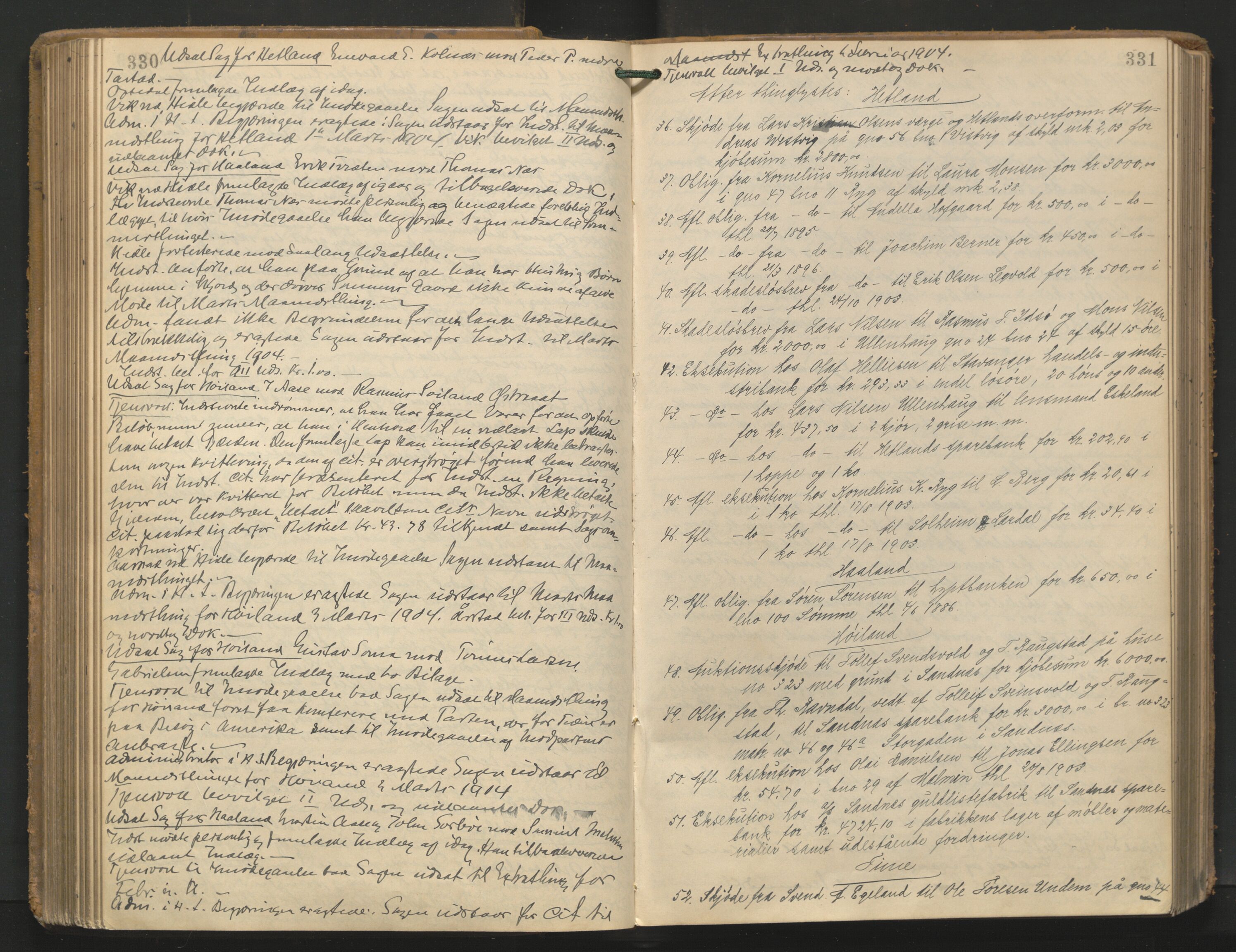 Jæren sorenskriveri, AV/SAST-A-100310/01/3/30/30BA/L0009: TINGBOK 15, 1902-1905, s. 330-331