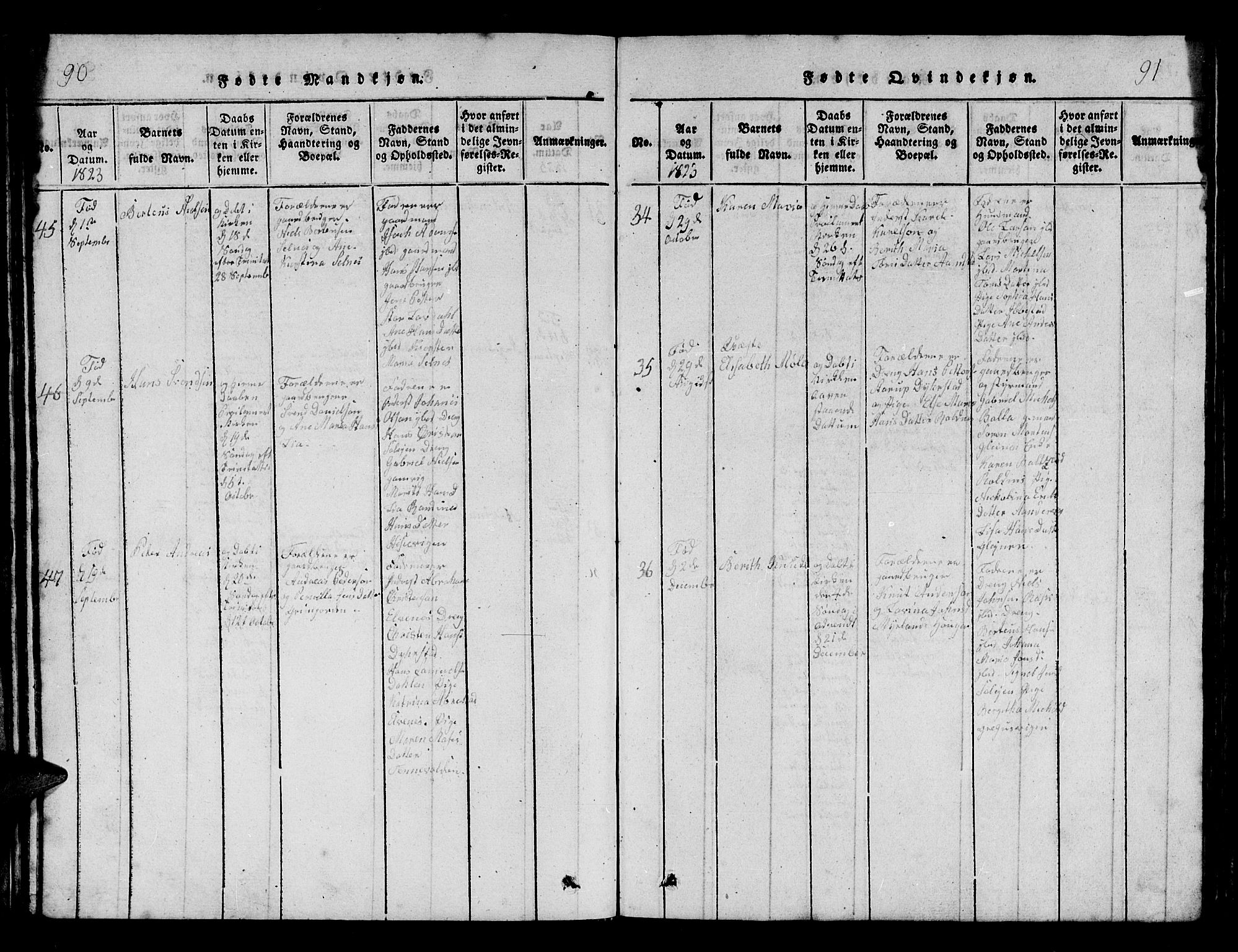 Ibestad sokneprestembete, AV/SATØ-S-0077/H/Ha/Hab/L0002klokker: Klokkerbok nr. 2, 1821-1833, s. 90-91