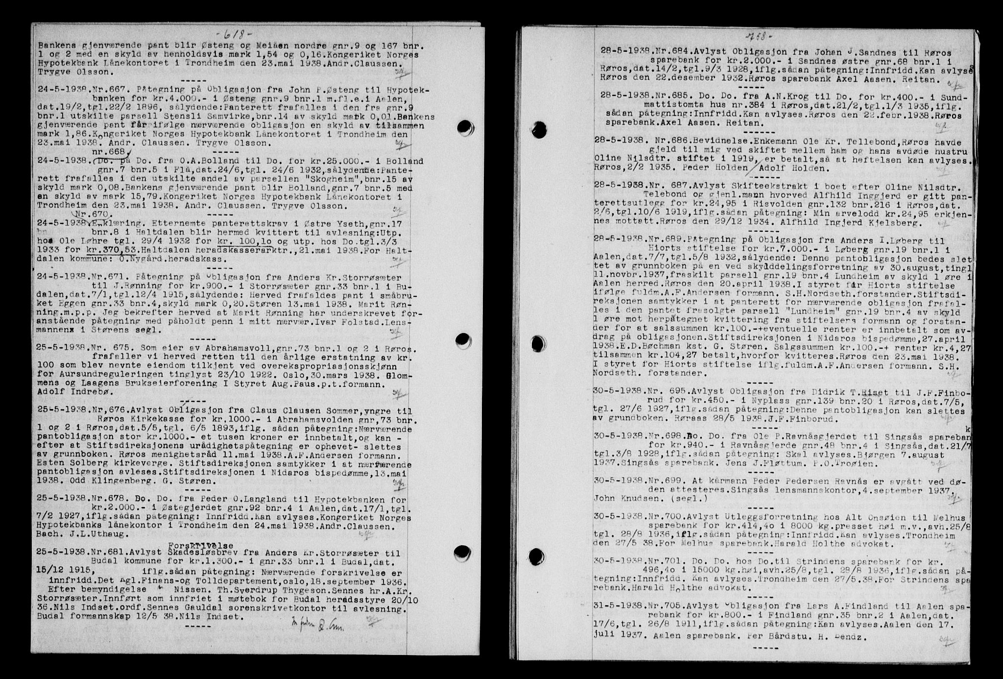 Gauldal sorenskriveri, SAT/A-0014/1/2/2C/L0048: Pantebok nr. 51-52, 1937-1938, s. 618, Dagboknr: 667/1938