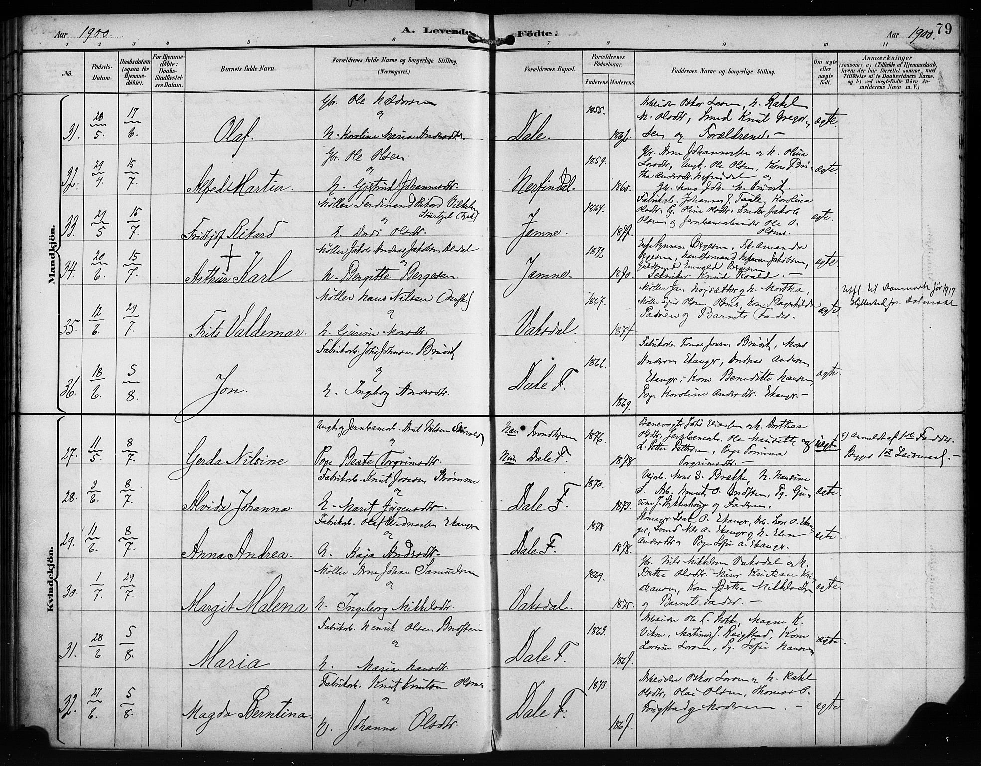 Bruvik Sokneprestembete, AV/SAB-A-74701/H/Haa: Ministerialbok nr. B 2, 1893-1903, s. 79