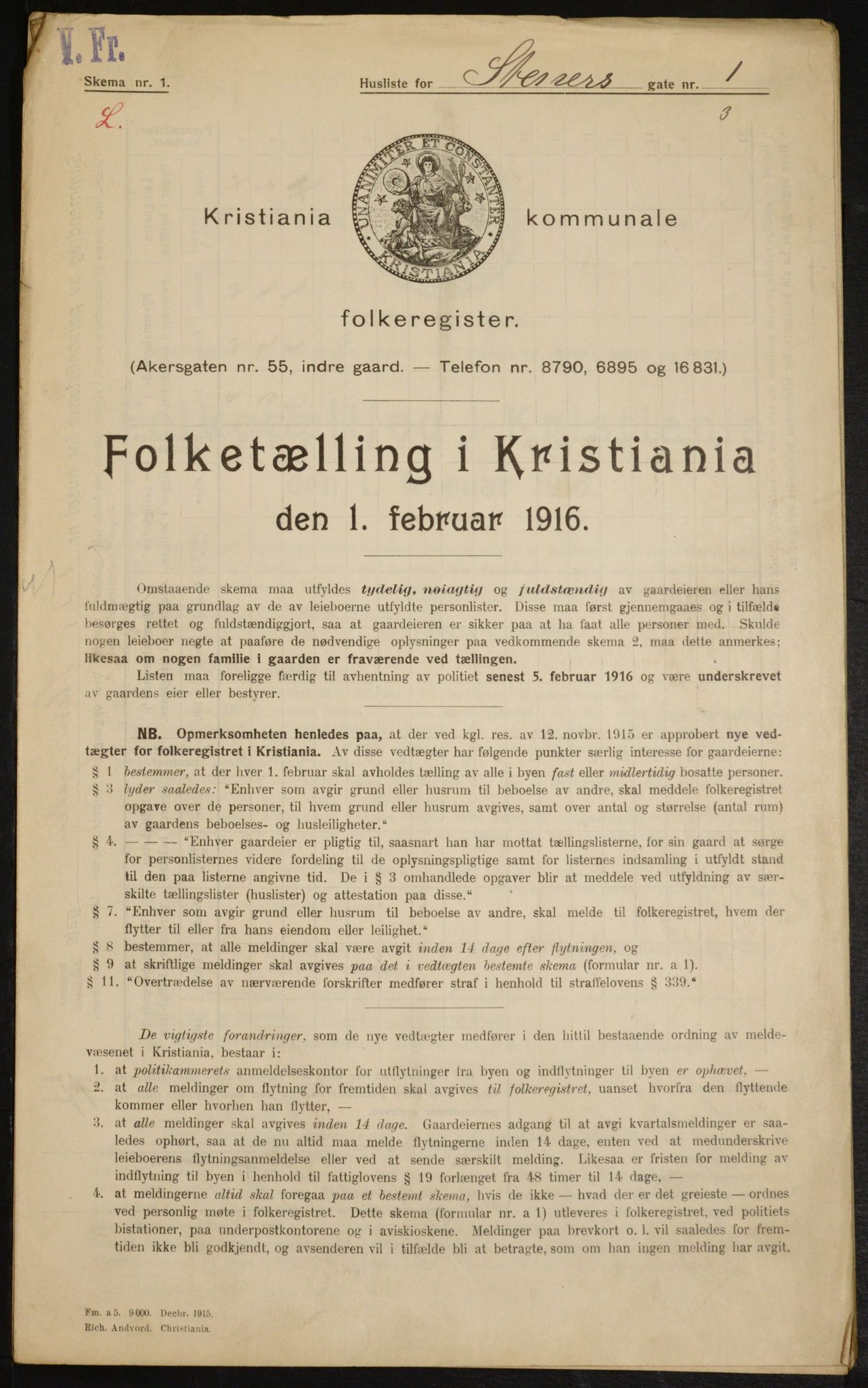 OBA, Kommunal folketelling 1.2.1916 for Kristiania, 1916, s. 104100