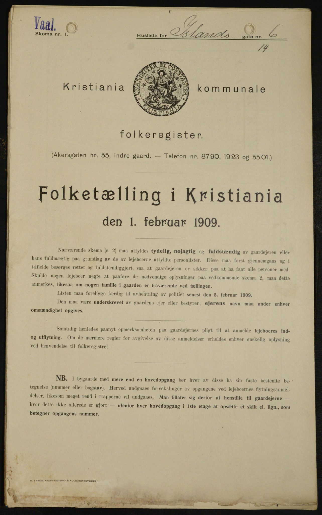 OBA, Kommunal folketelling 1.2.1909 for Kristiania kjøpstad, 1909, s. 40666