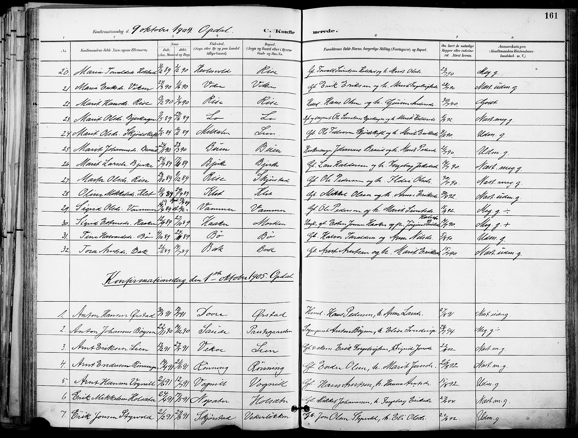 Ministerialprotokoller, klokkerbøker og fødselsregistre - Sør-Trøndelag, AV/SAT-A-1456/678/L0902: Ministerialbok nr. 678A11, 1895-1911, s. 161