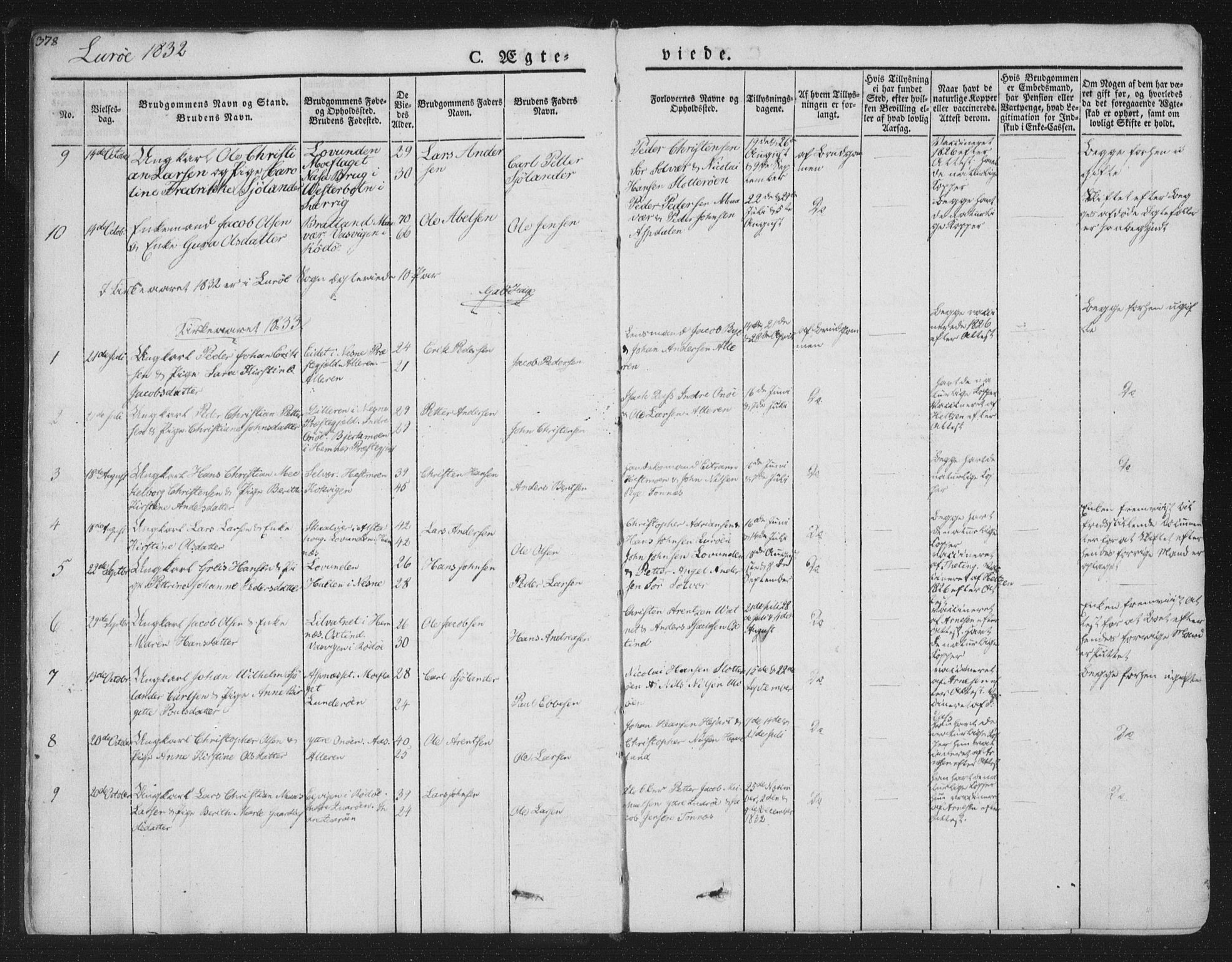 Ministerialprotokoller, klokkerbøker og fødselsregistre - Nordland, AV/SAT-A-1459/839/L0566: Ministerialbok nr. 839A03, 1825-1862, s. 378