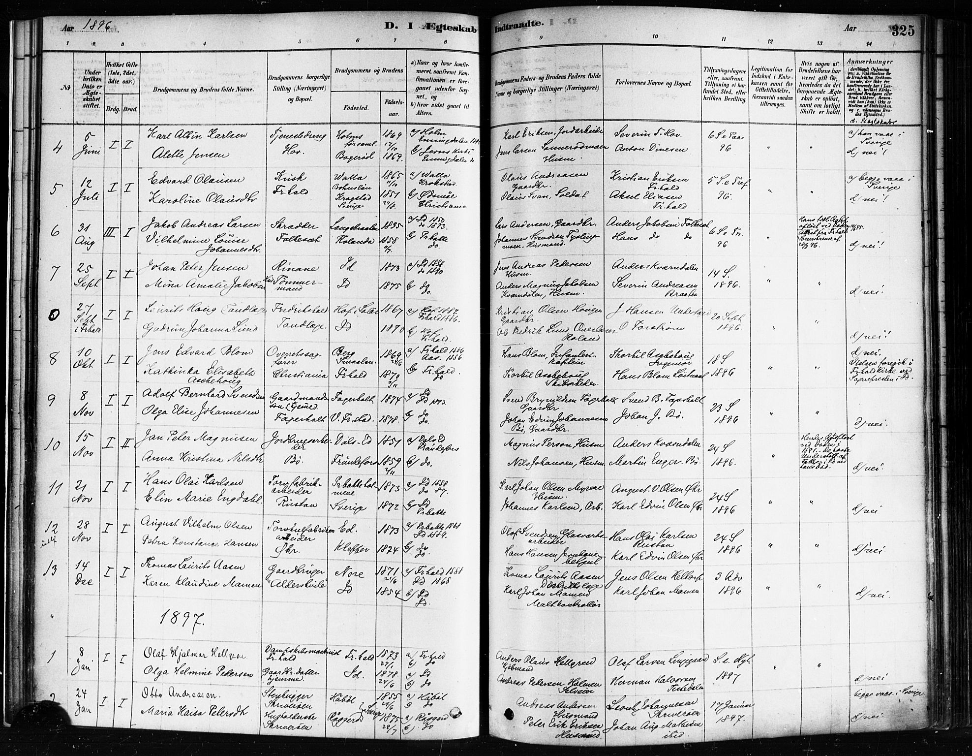 Idd prestekontor Kirkebøker, AV/SAO-A-10911/F/Fc/L0006b: Ministerialbok nr. III 6B, 1878-1903, s. 325