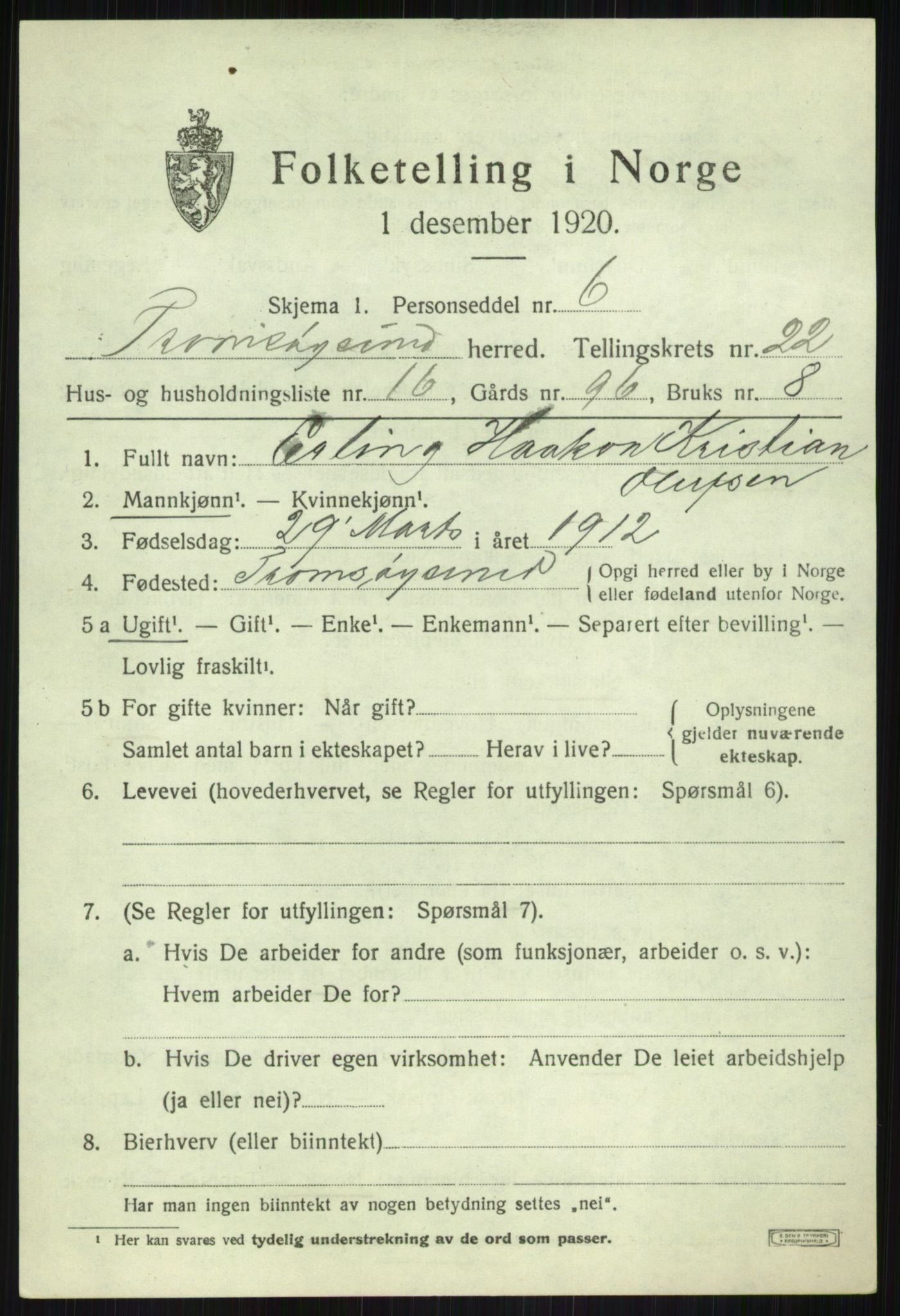 SATØ, Folketelling 1920 for 1934 Tromsøysund herred, 1920, s. 11500