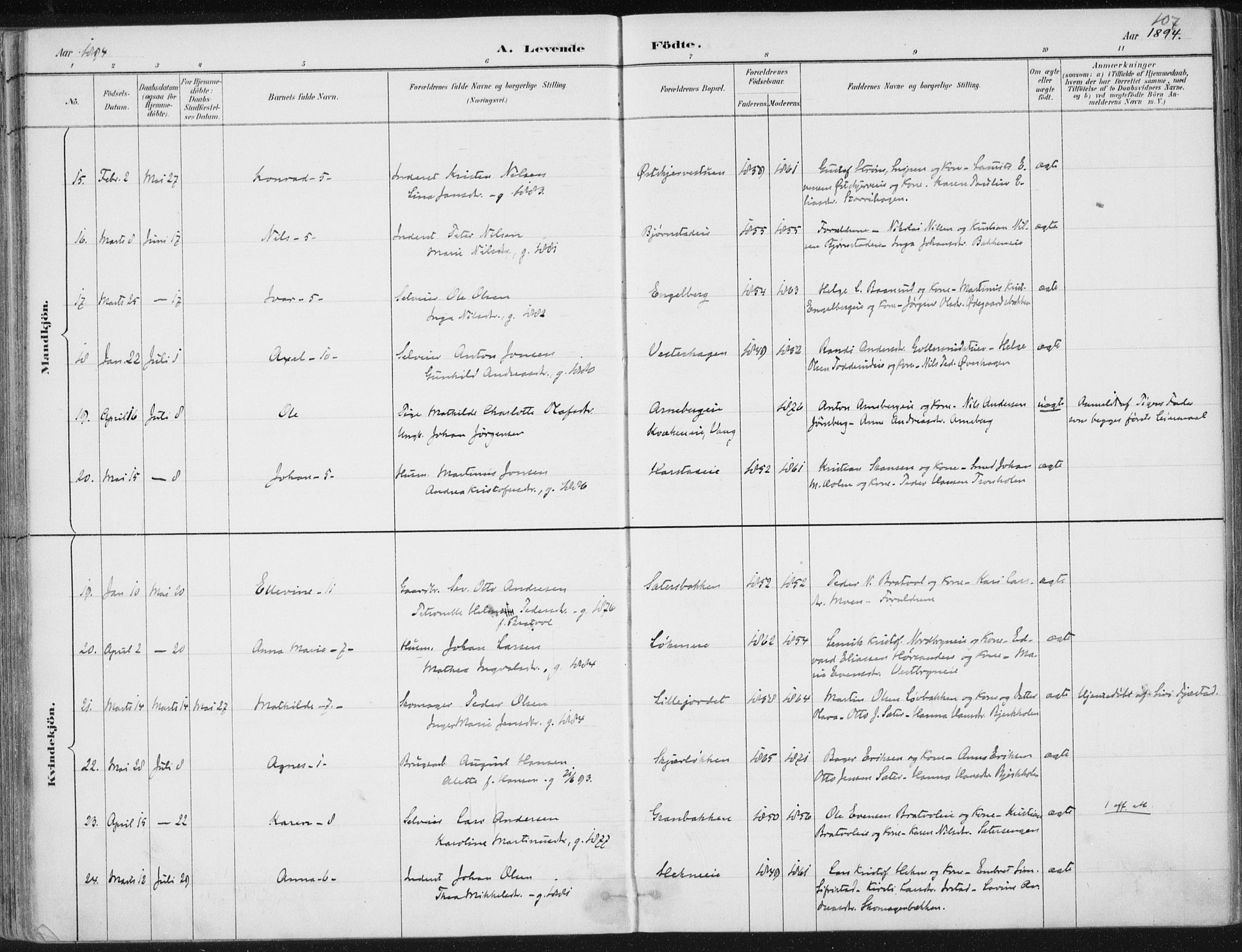 Romedal prestekontor, AV/SAH-PREST-004/K/L0010: Ministerialbok nr. 10, 1880-1895, s. 107
