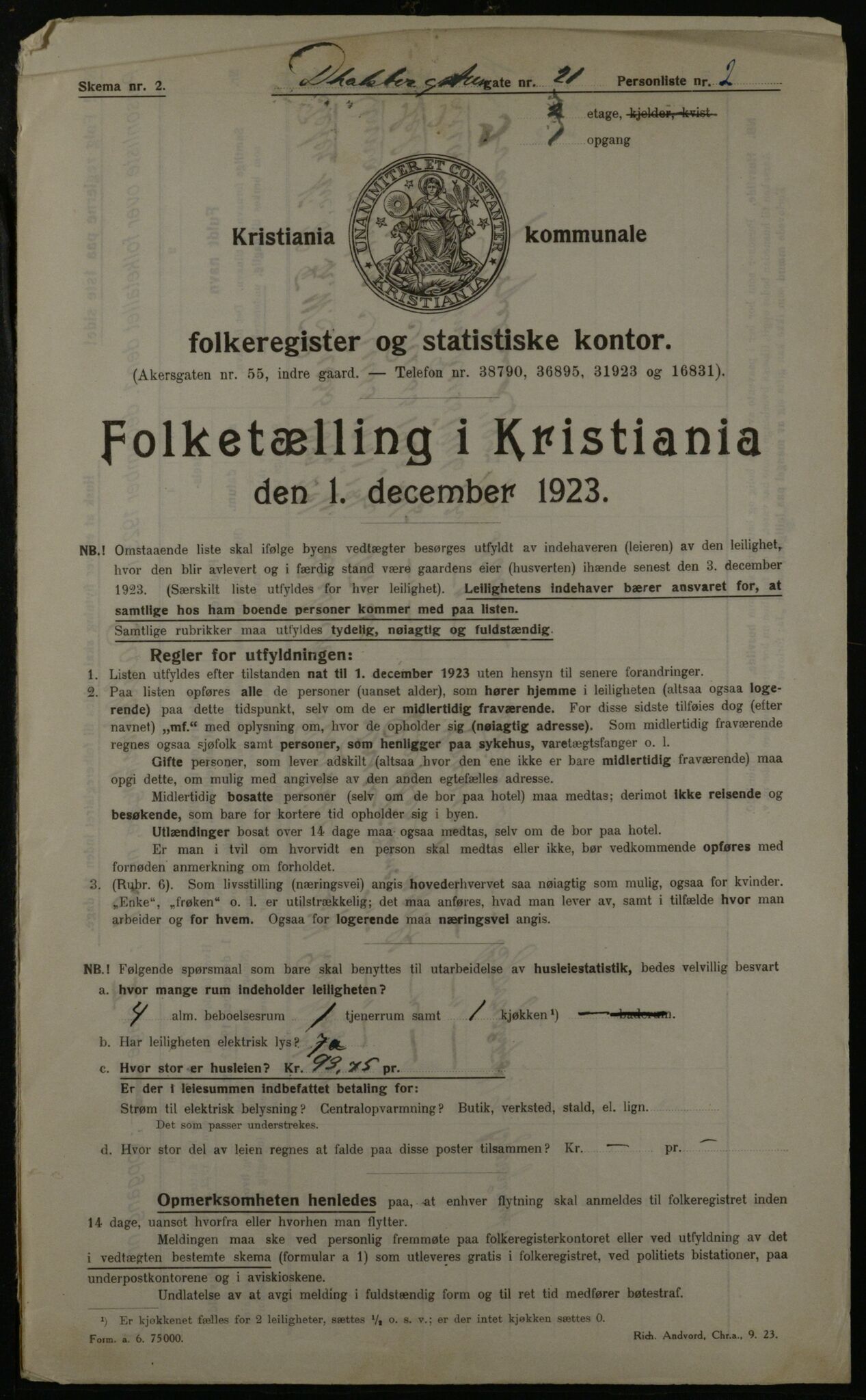 OBA, Kommunal folketelling 1.12.1923 for Kristiania, 1923, s. 16190