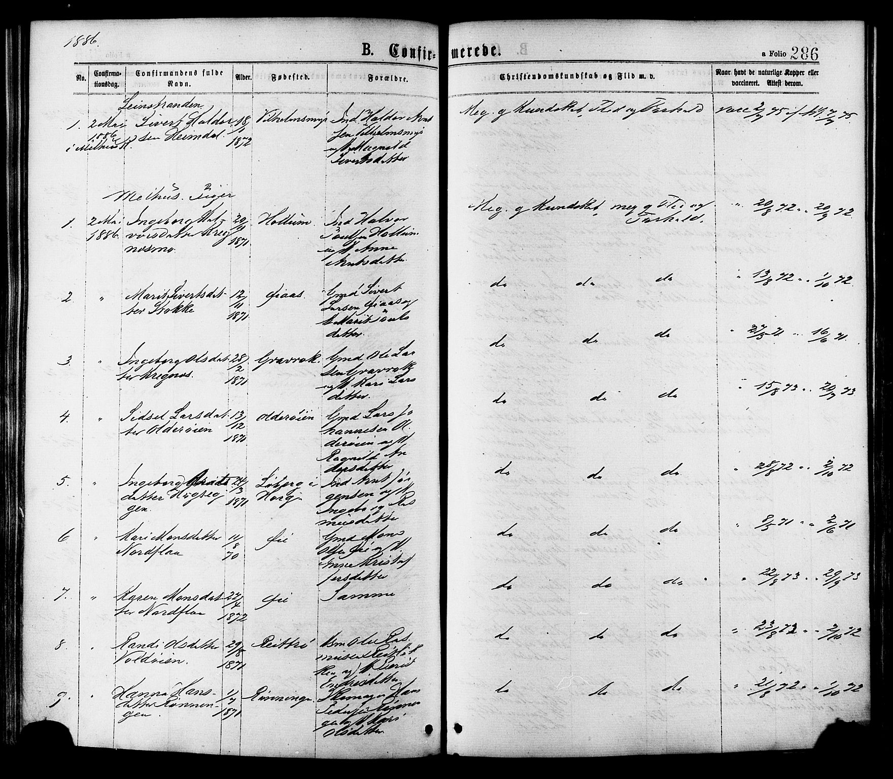 Ministerialprotokoller, klokkerbøker og fødselsregistre - Sør-Trøndelag, SAT/A-1456/691/L1079: Ministerialbok nr. 691A11, 1873-1886, s. 286
