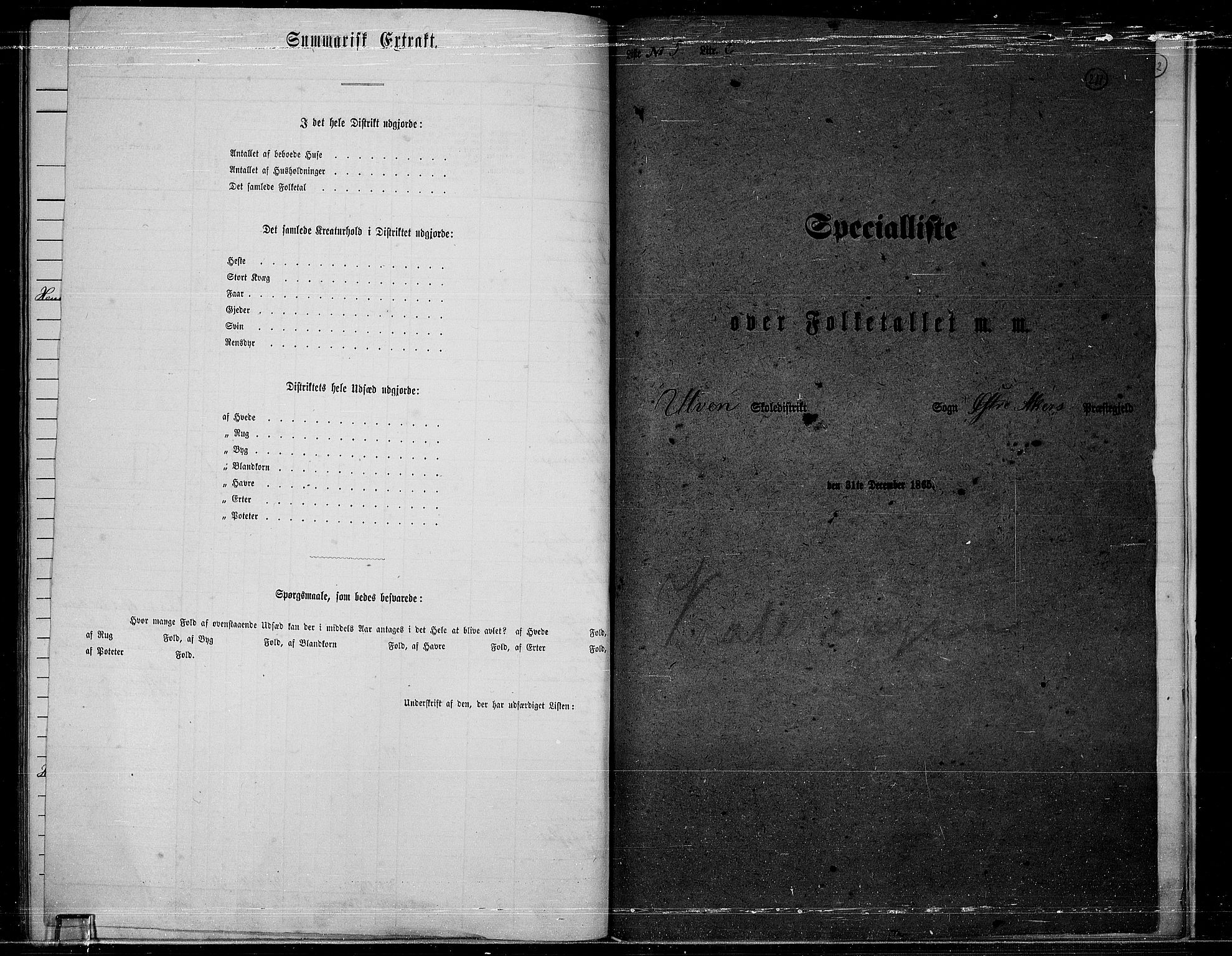 RA, Folketelling 1865 for 0218bP Østre Aker prestegjeld, 1865, s. 197
