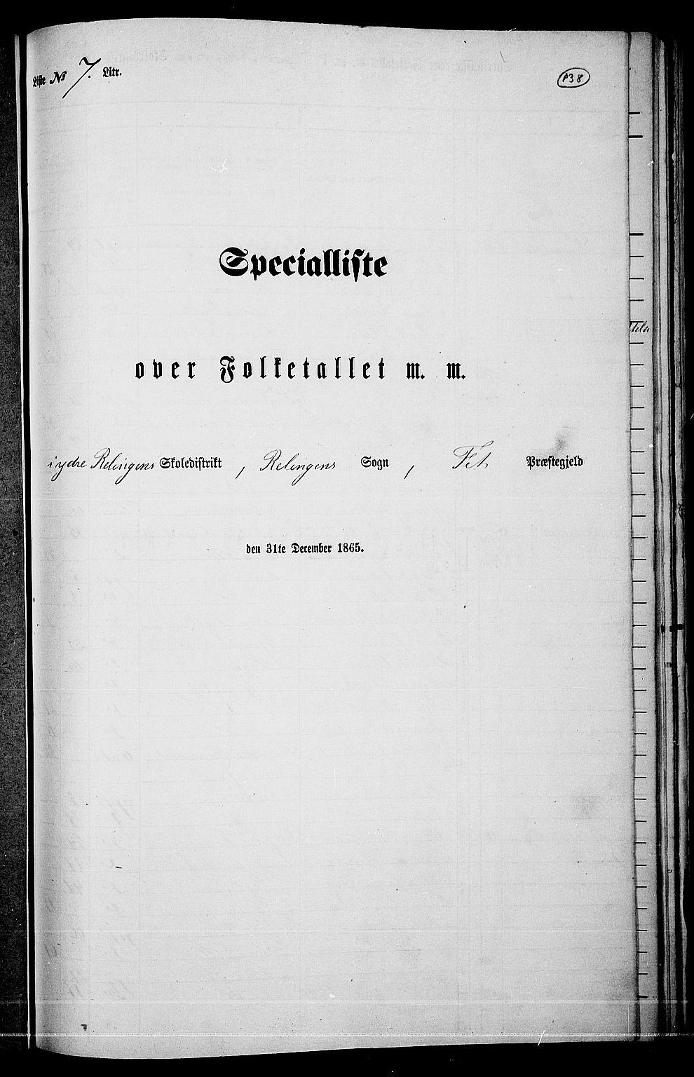 RA, Folketelling 1865 for 0227P Fet prestegjeld, 1865, s. 127