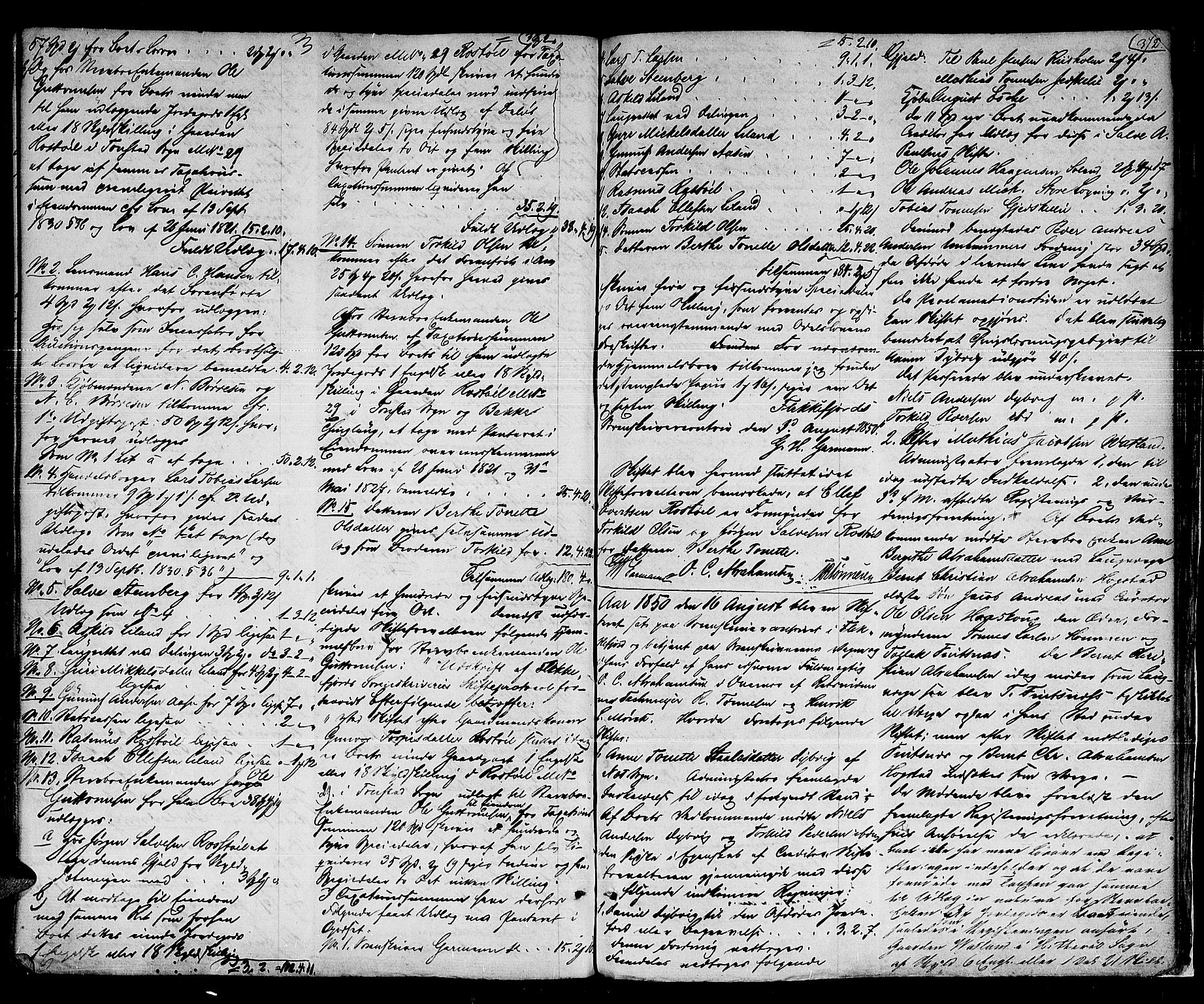 Flekkefjord sorenskriveri, SAK/1221-0001/H/Hc/L0012: Skifteprotokoll nr. 6, med gårdsnavn- og personnavnregister, 1841-1850, s. 371b-372a
