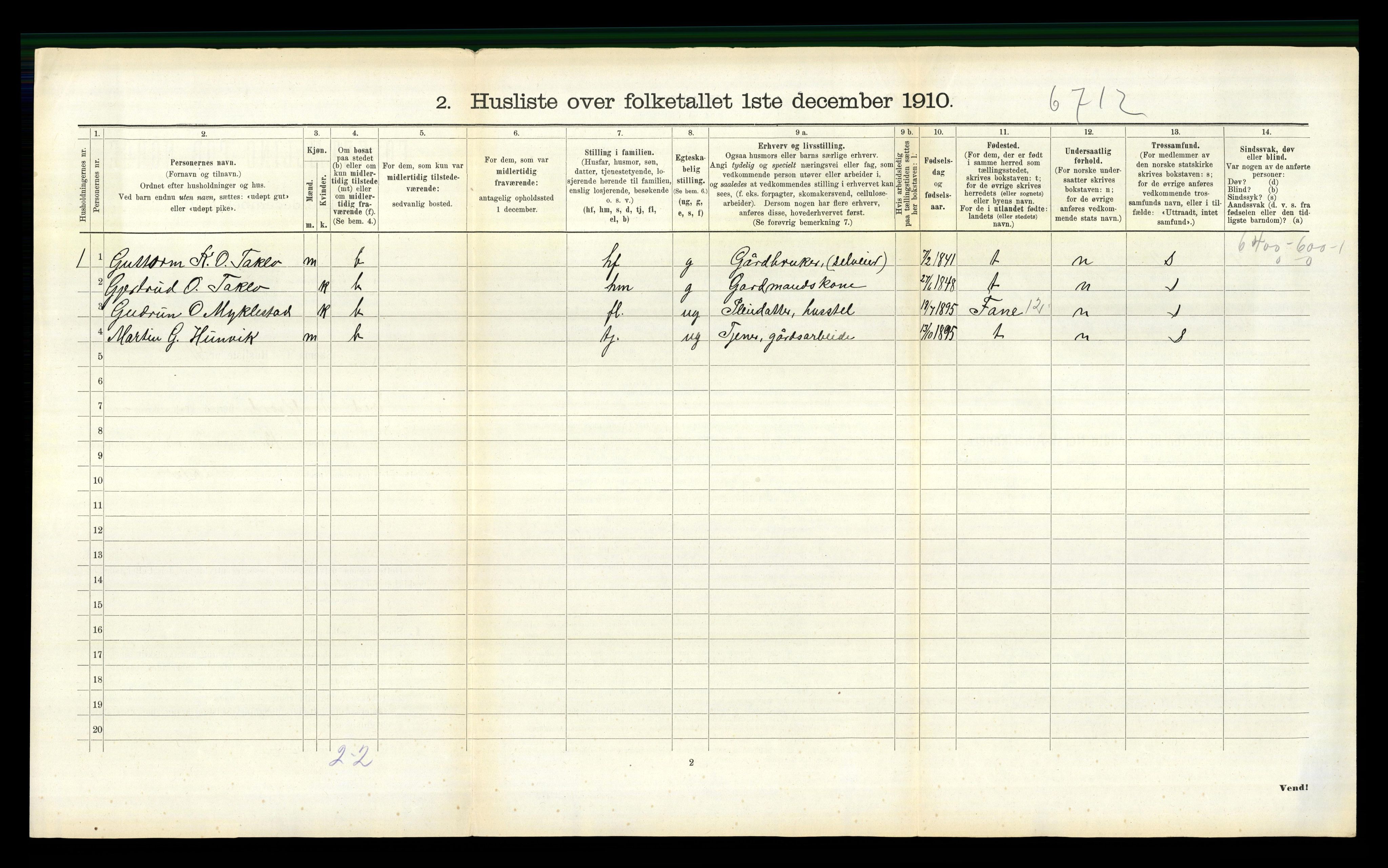 RA, Folketelling 1910 for 1443 Eid herred, 1910, s. 1054