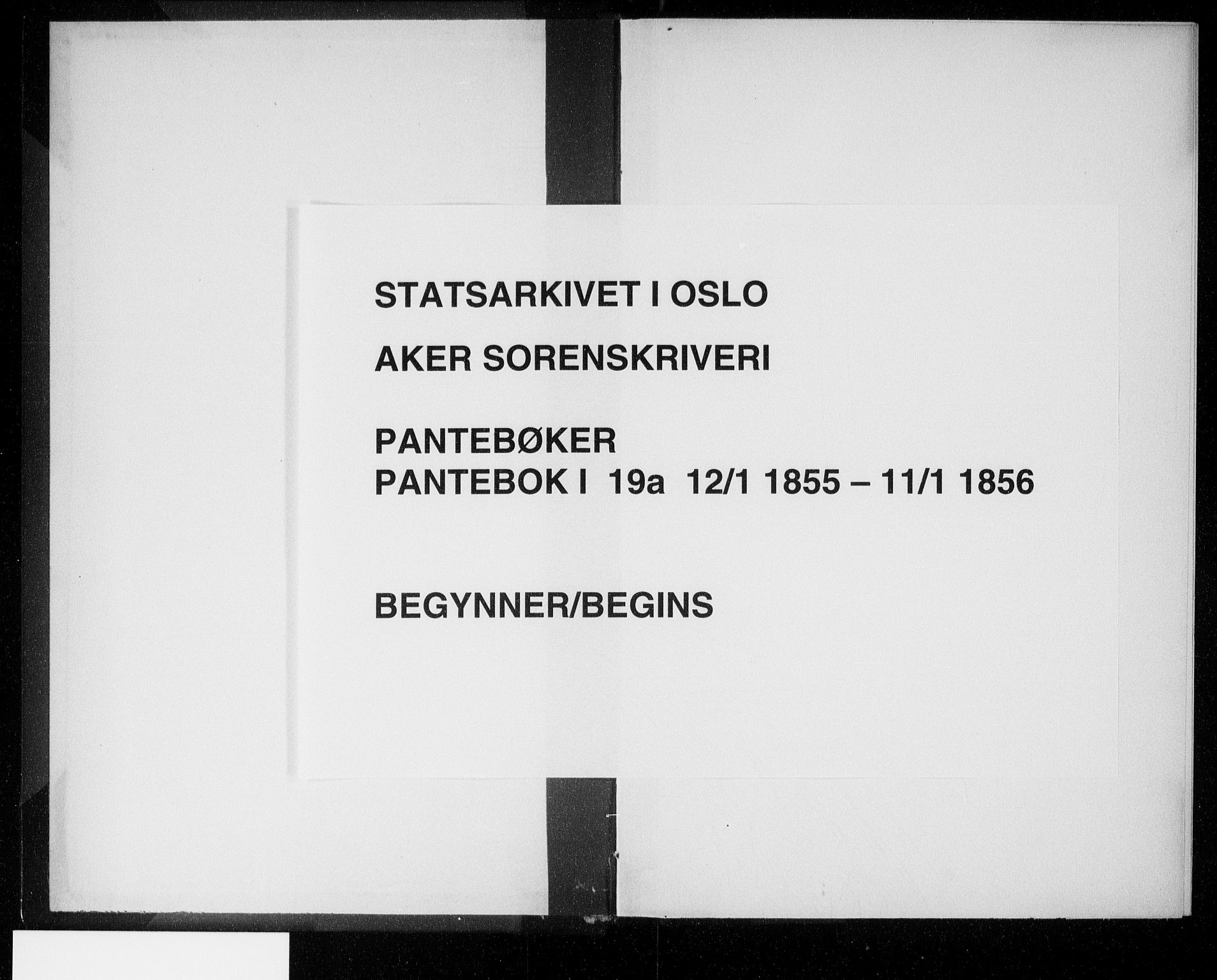 Aker sorenskriveri, AV/SAO-A-10895/G/Gb/Gba/L0019a: Pantebok nr. I 19a, 1855-1856