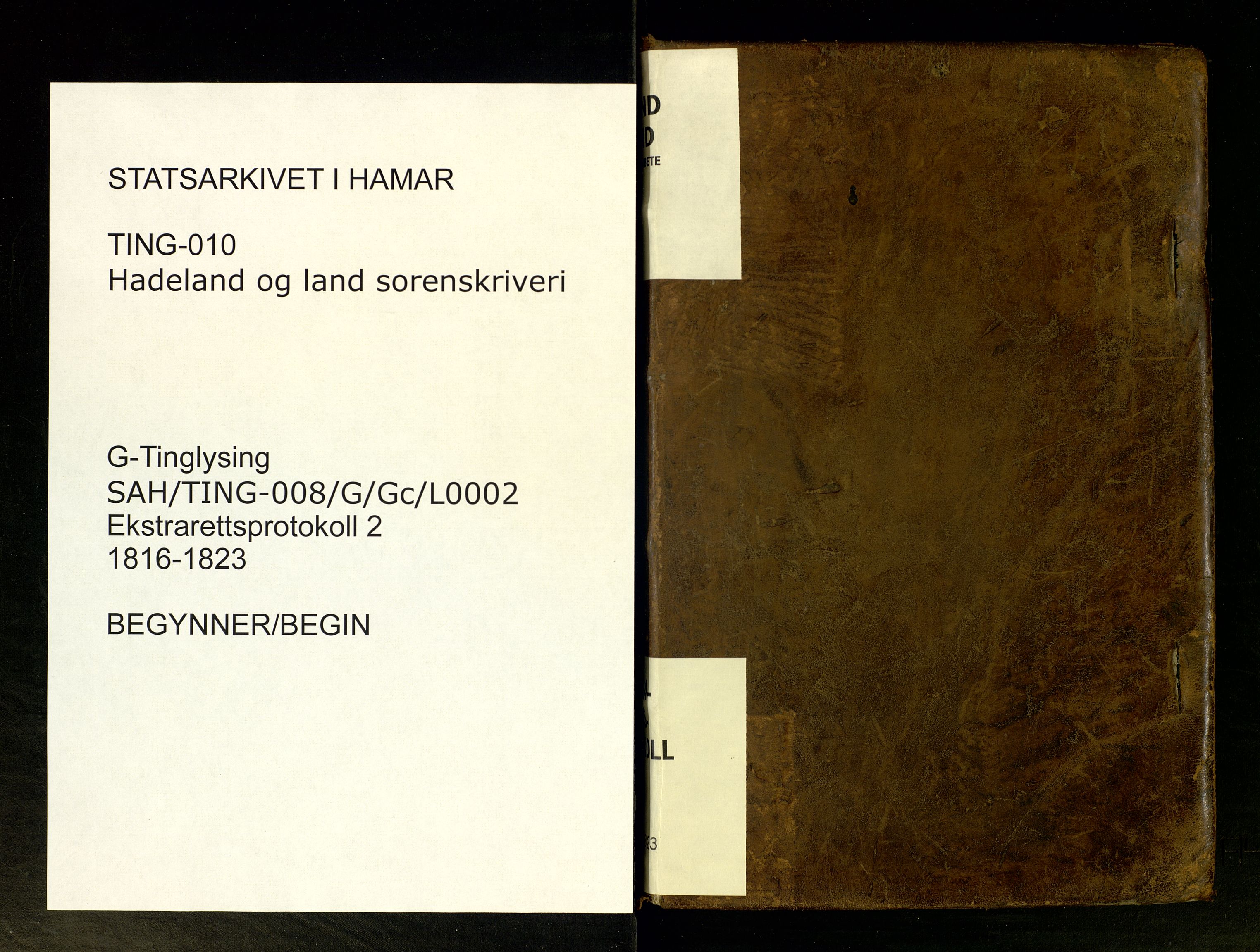 Hadeland og Land tingrett, AV/SAH-TING-010/G/Gc/L0002: Ekstrarettsprotokoll, 1816-1823