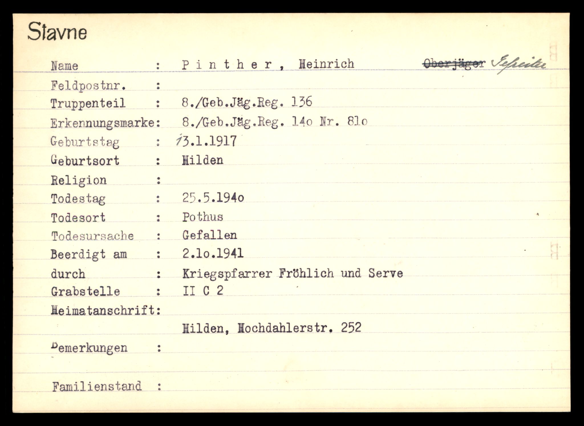 Distriktskontoret for krigsgraver, AV/SAT-A-5030/E/L0003: Kasett/kartotek over tysk Krigskirkegård Stavne, 1945, s. 1057