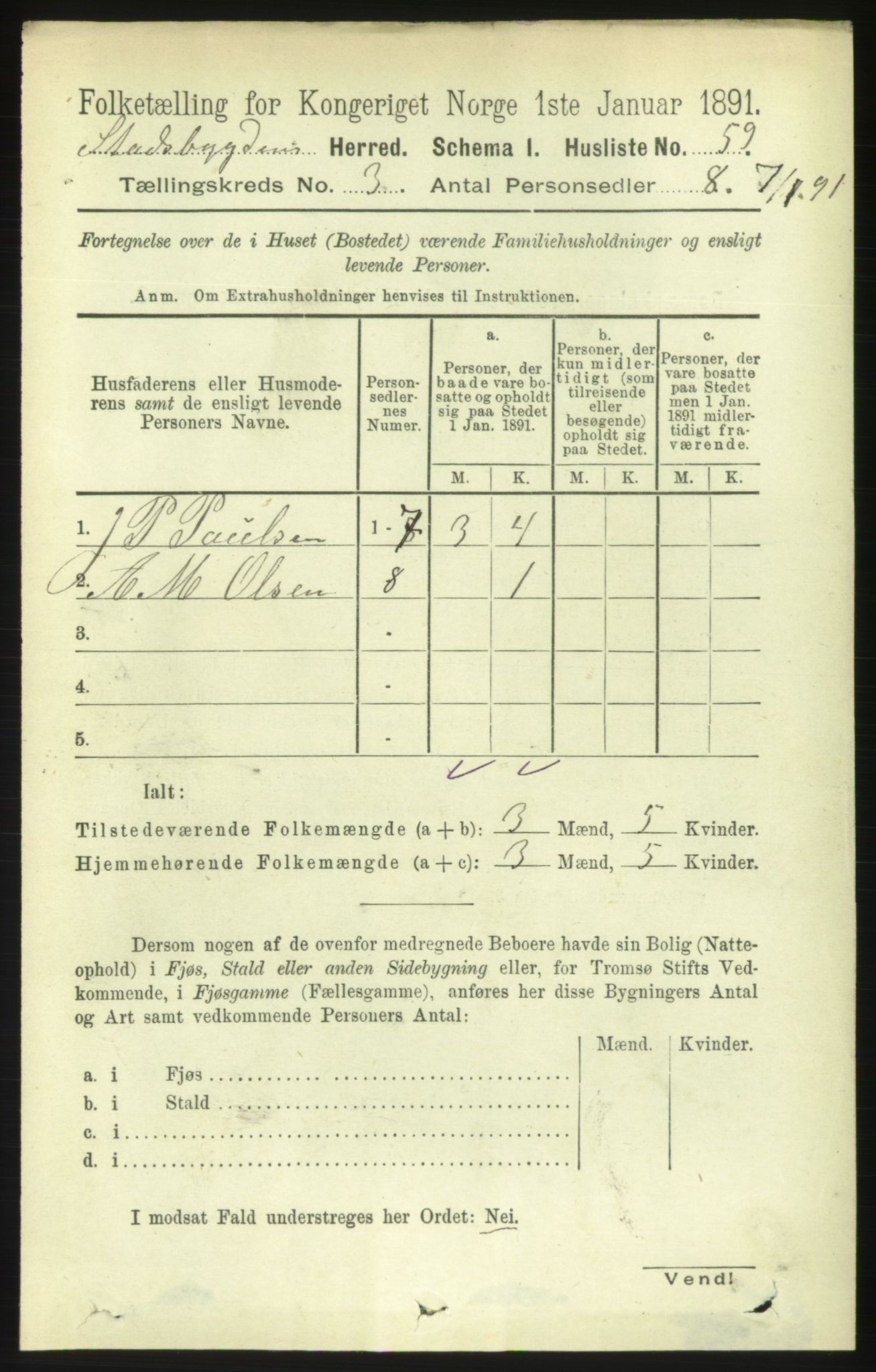 RA, Folketelling 1891 for 1625 Stadsbygd herred, 1891, s. 1361