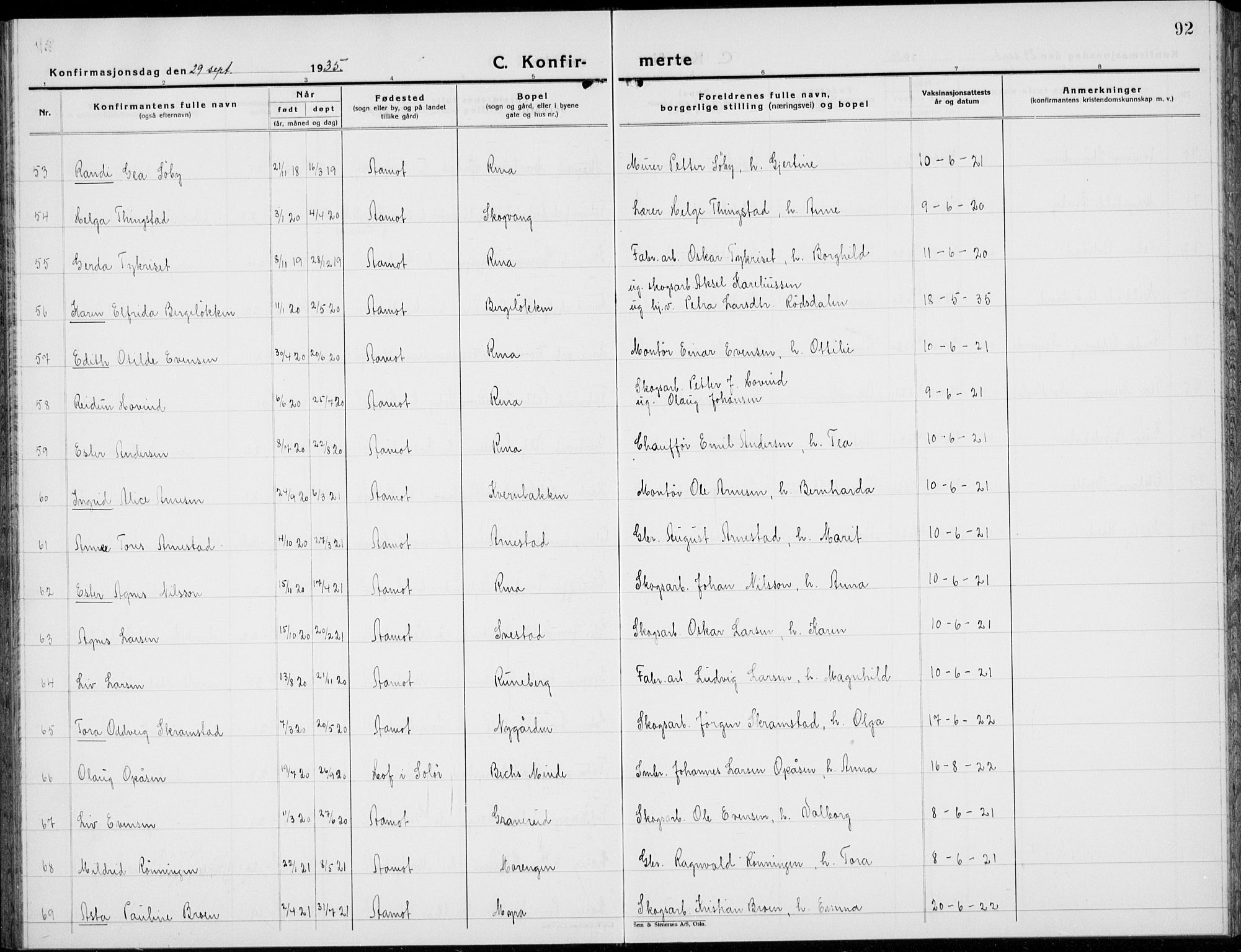 Åmot prestekontor, Hedmark, AV/SAH-PREST-056/H/Ha/Hab/L0006: Klokkerbok nr. 6, 1930-1937, s. 92