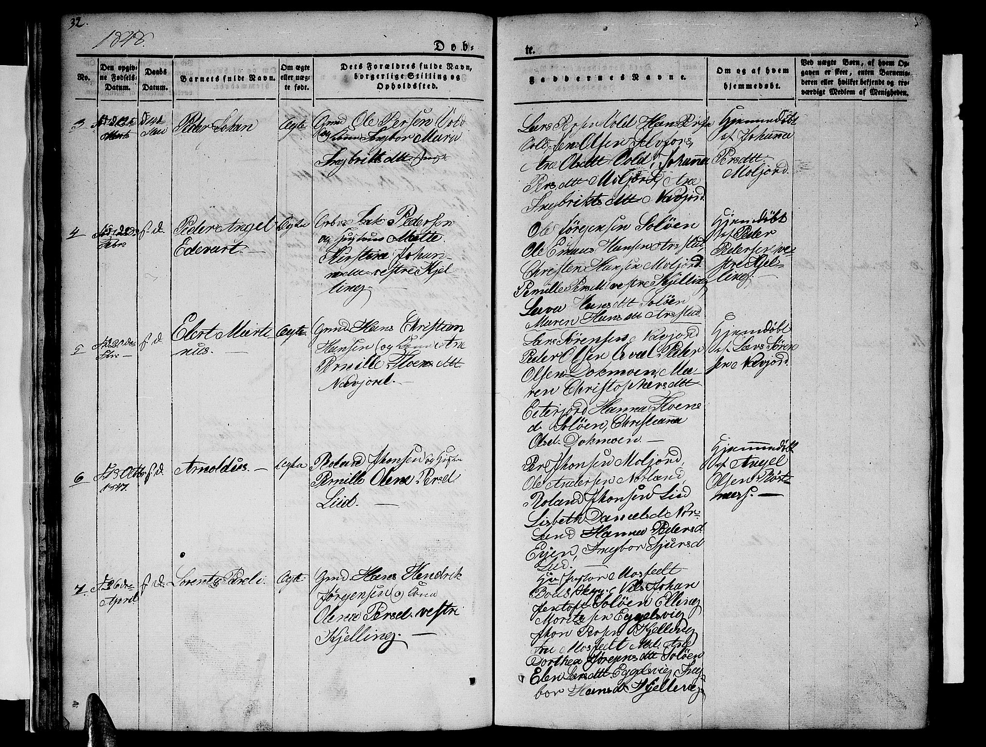 Ministerialprotokoller, klokkerbøker og fødselsregistre - Nordland, AV/SAT-A-1459/846/L0652: Klokkerbok nr. 846C02, 1841-1871, s. 32