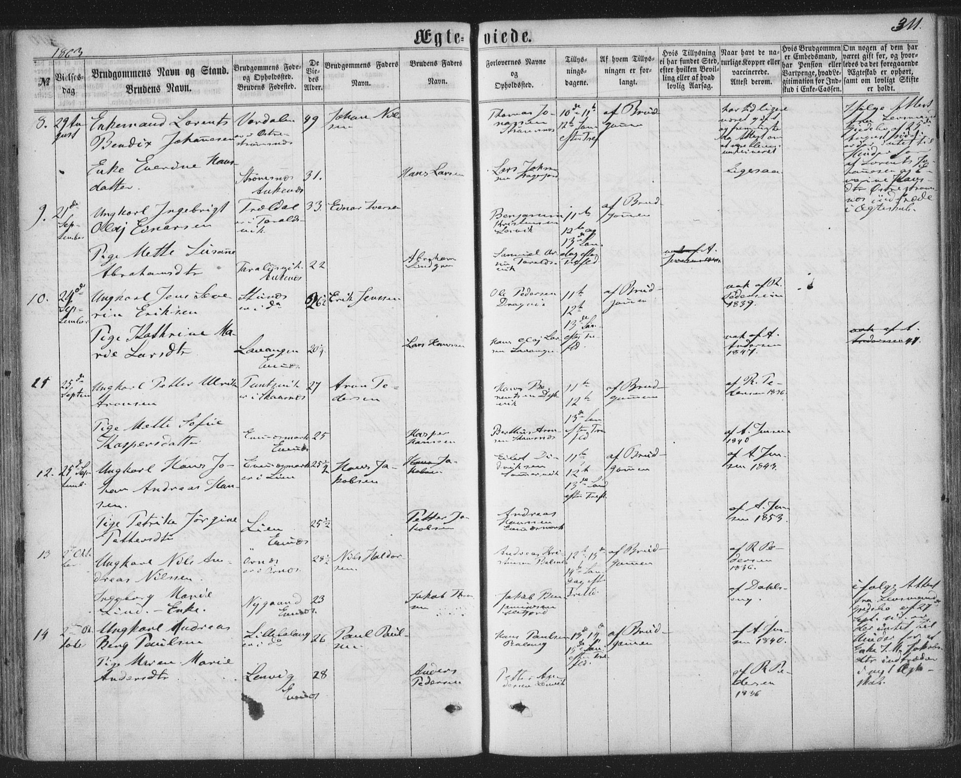 Ministerialprotokoller, klokkerbøker og fødselsregistre - Nordland, AV/SAT-A-1459/863/L0896: Ministerialbok nr. 863A08, 1861-1871, s. 311