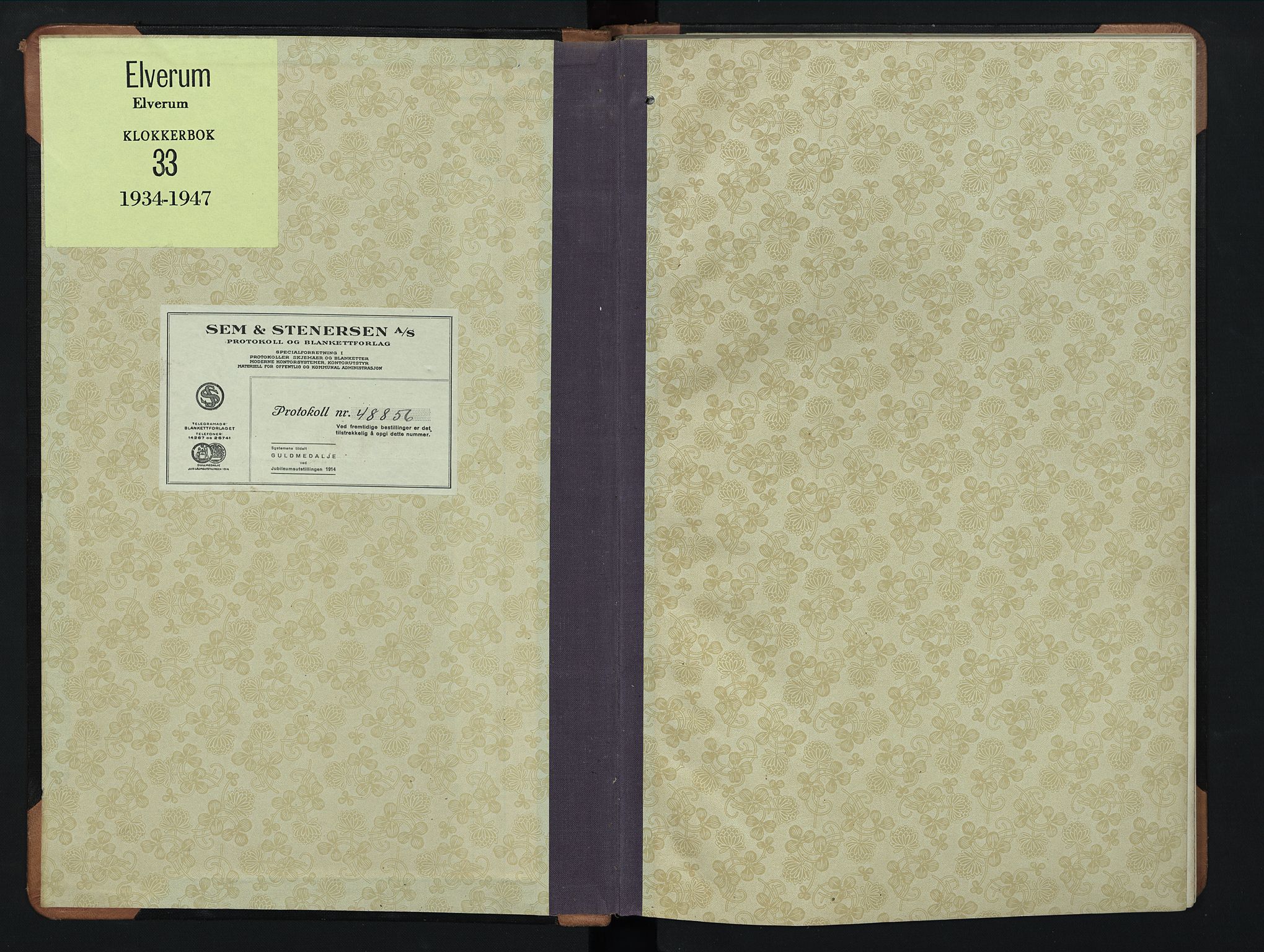 Elverum prestekontor, SAH/PREST-044/H/Ha/Hab/L0033: Klokkerbok nr. 33, 1934-1947