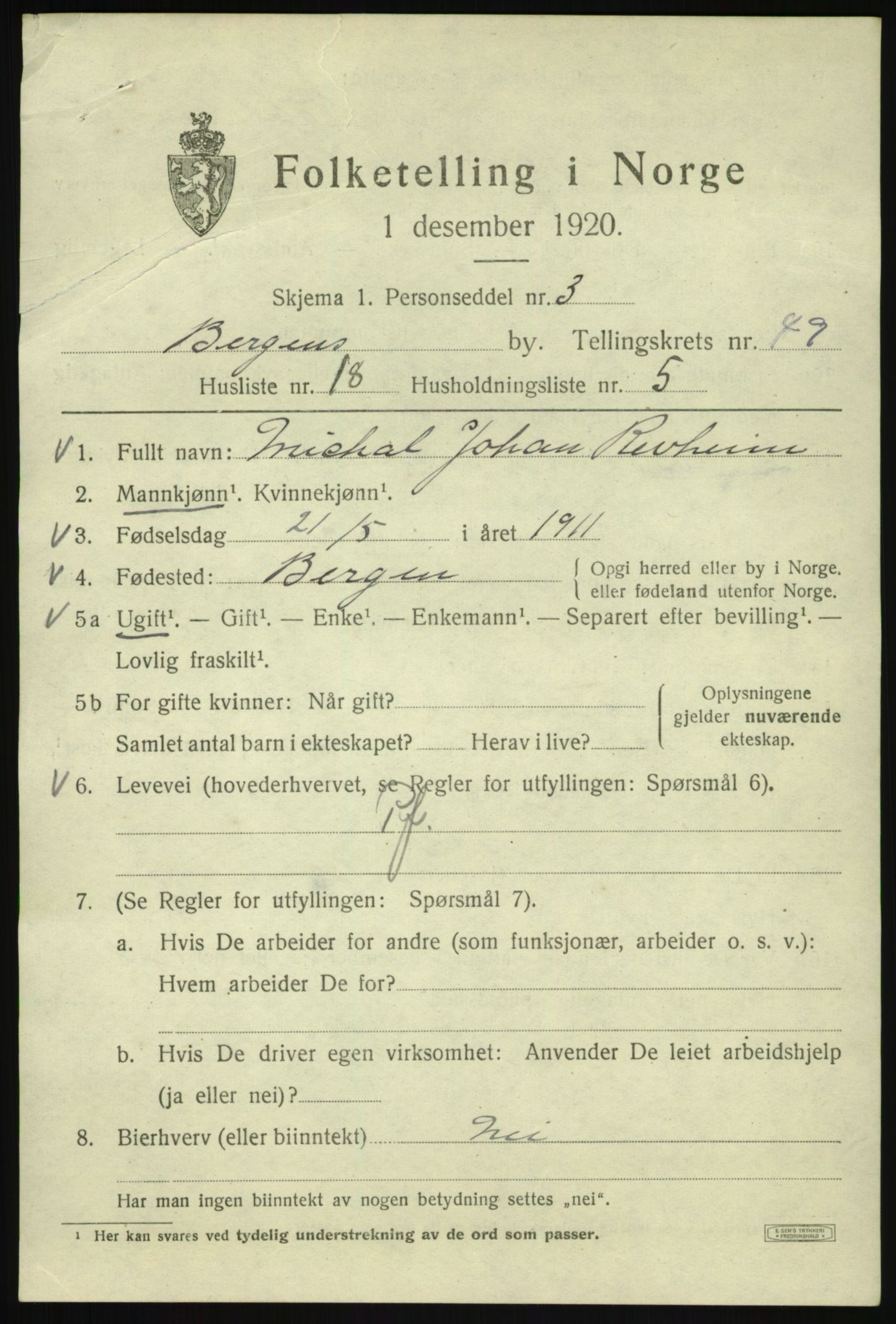 SAB, Folketelling 1920 for 1301 Bergen kjøpstad, 1920, s. 118417