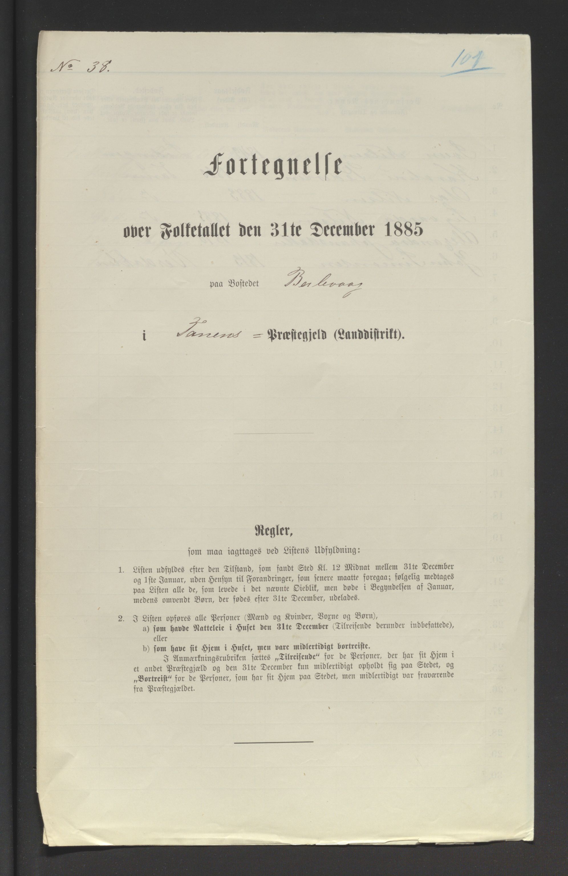 SATØ, Folketelling 1885 for 2025 Tana herred, 1885, s. 101a